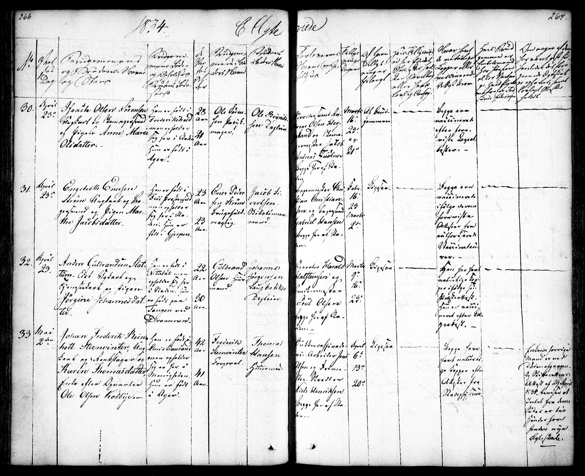 Oslo domkirke Kirkebøker, SAO/A-10752/F/Fa/L0019: Parish register (official) no. 19, 1828-1847, p. 266-267