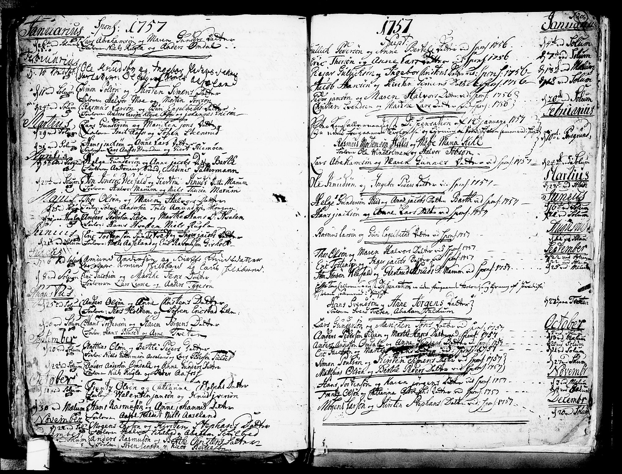 Solum kirkebøker, SAKO/A-306/F/Fa/L0002: Parish register (official) no. I 2, 1713-1761, p. 206