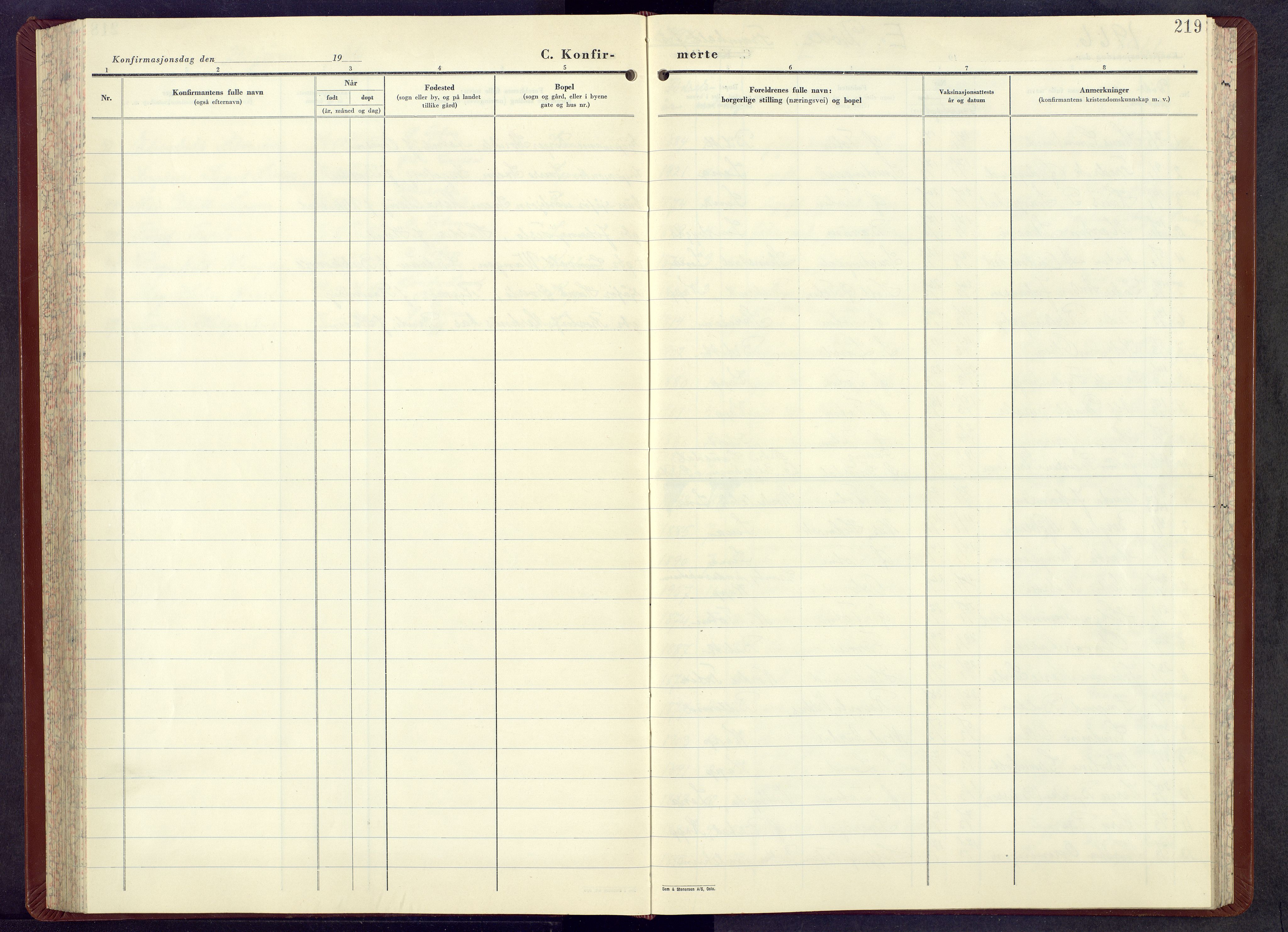 Østre Toten prestekontor, AV/SAH-PREST-104/H/Ha/Hab/L0012: Parish register (copy) no. 12, 1953-1966, p. 219