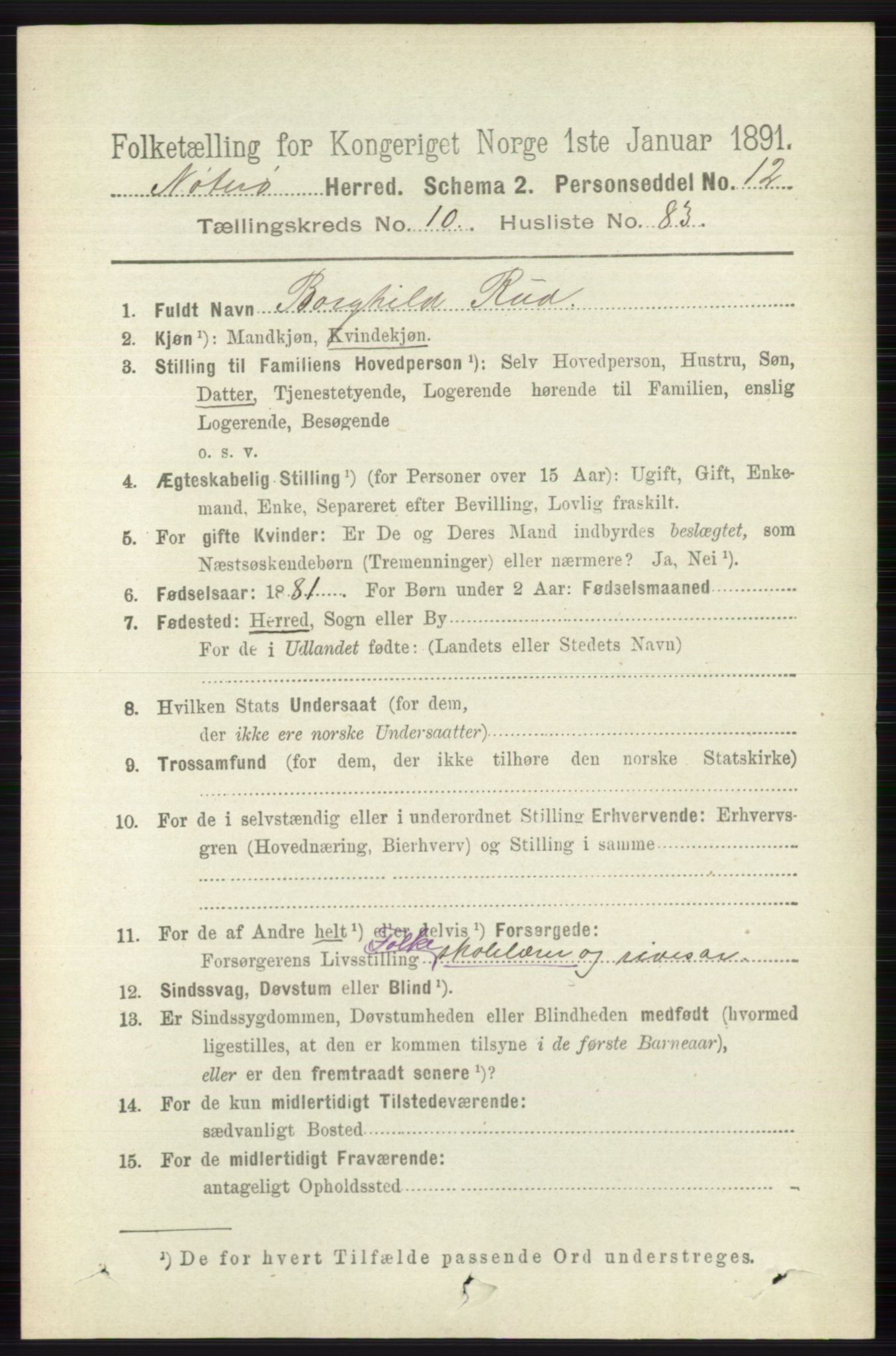 RA, 1891 census for 0722 Nøtterøy, 1891, p. 5733