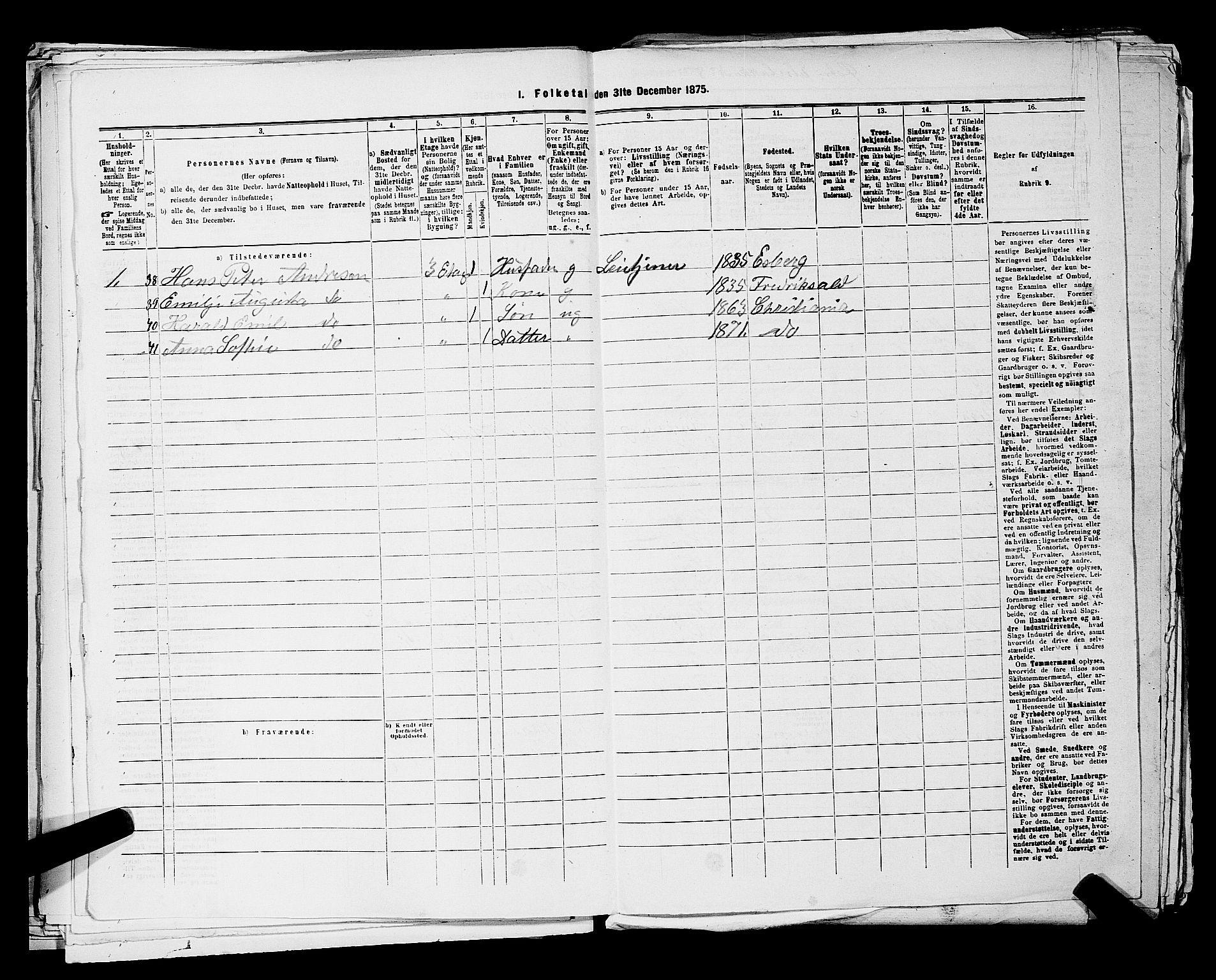 RA, 1875 census for 0301 Kristiania, 1875, p. 1401