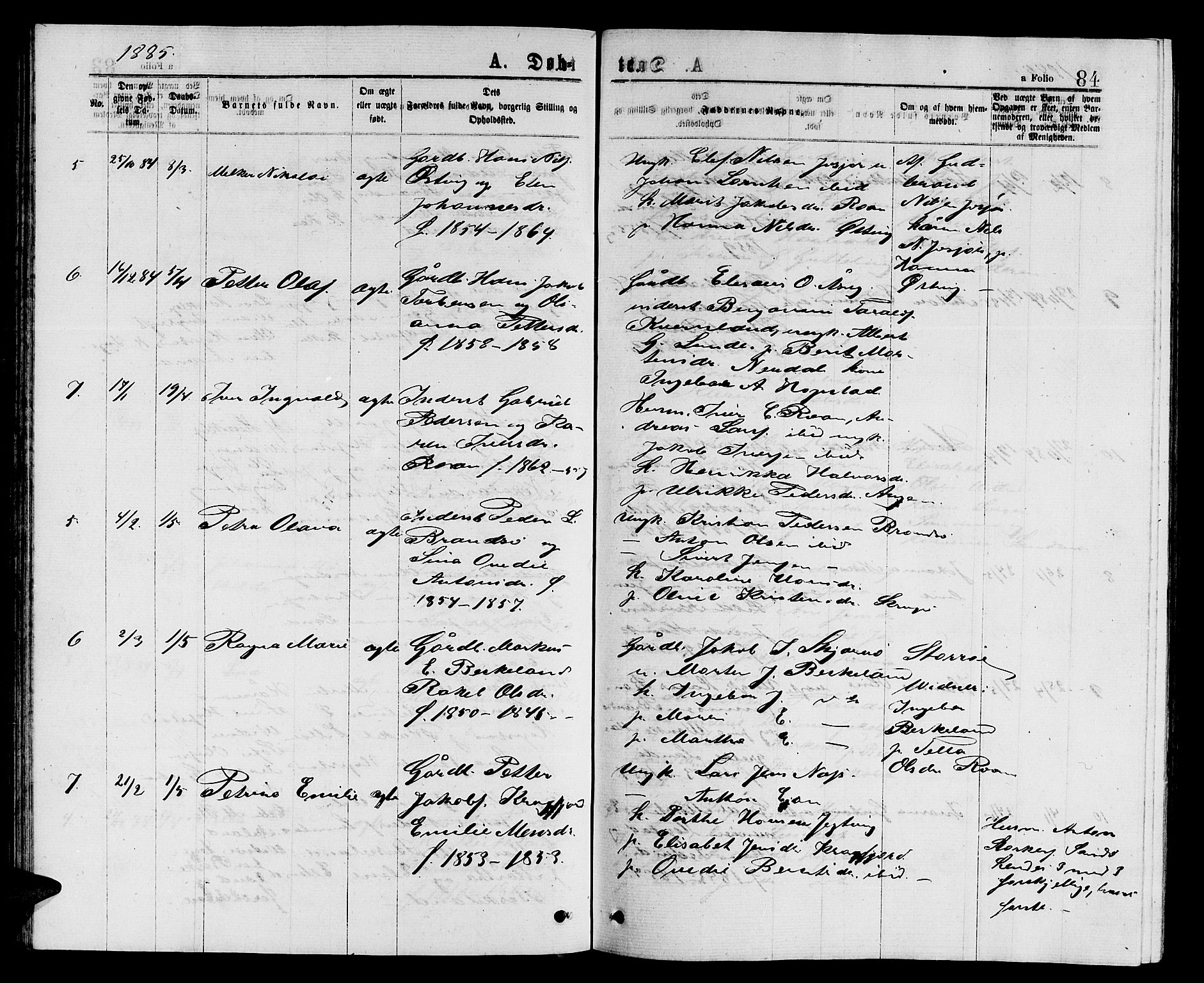 Ministerialprotokoller, klokkerbøker og fødselsregistre - Sør-Trøndelag, SAT/A-1456/657/L0715: Parish register (copy) no. 657C02, 1873-1888, p. 84