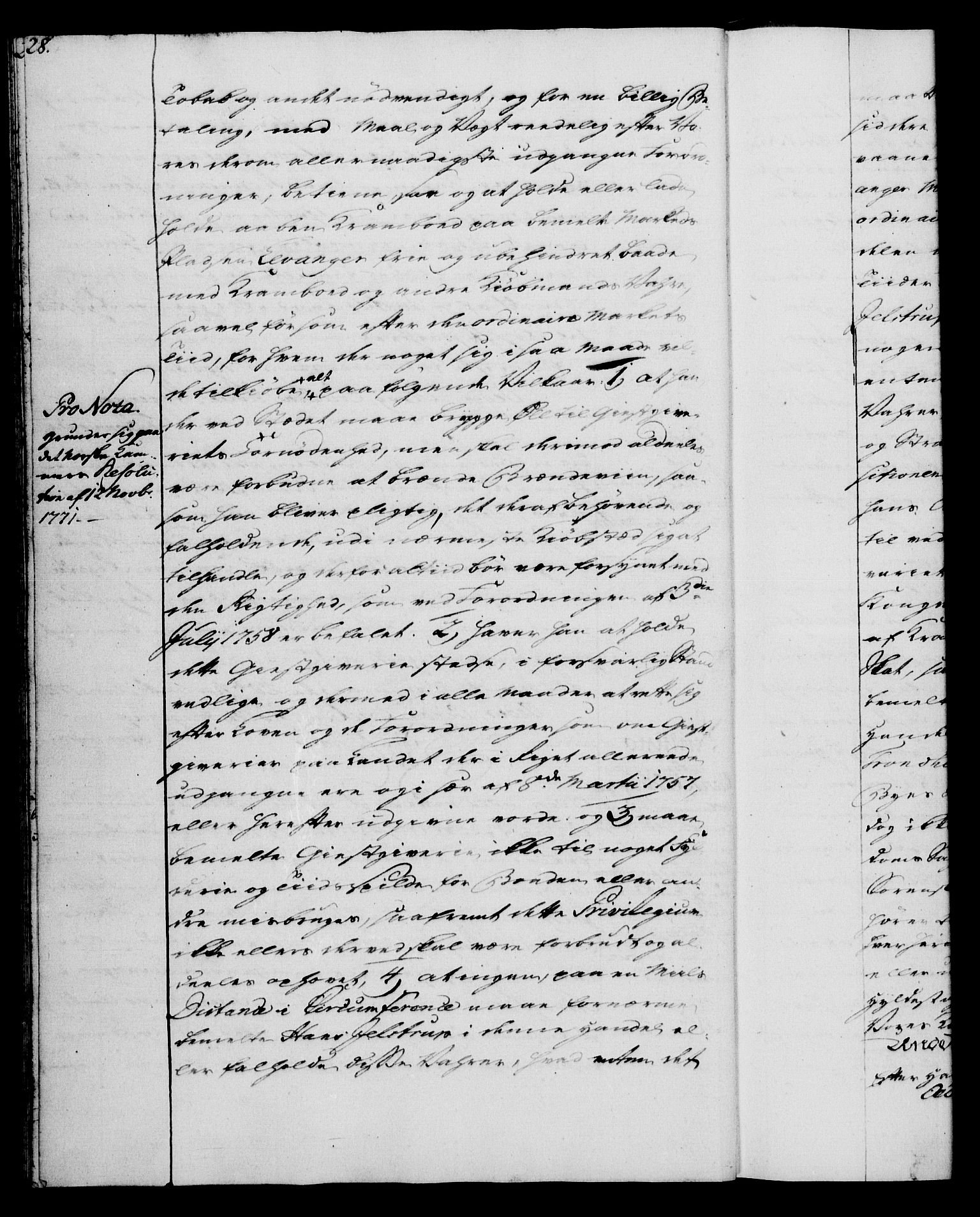 Rentekammeret, Kammerkanselliet, AV/RA-EA-3111/G/Gg/Gga/L0009: Norsk ekspedisjonsprotokoll med register (merket RK 53.9), 1771-1773, p. 28