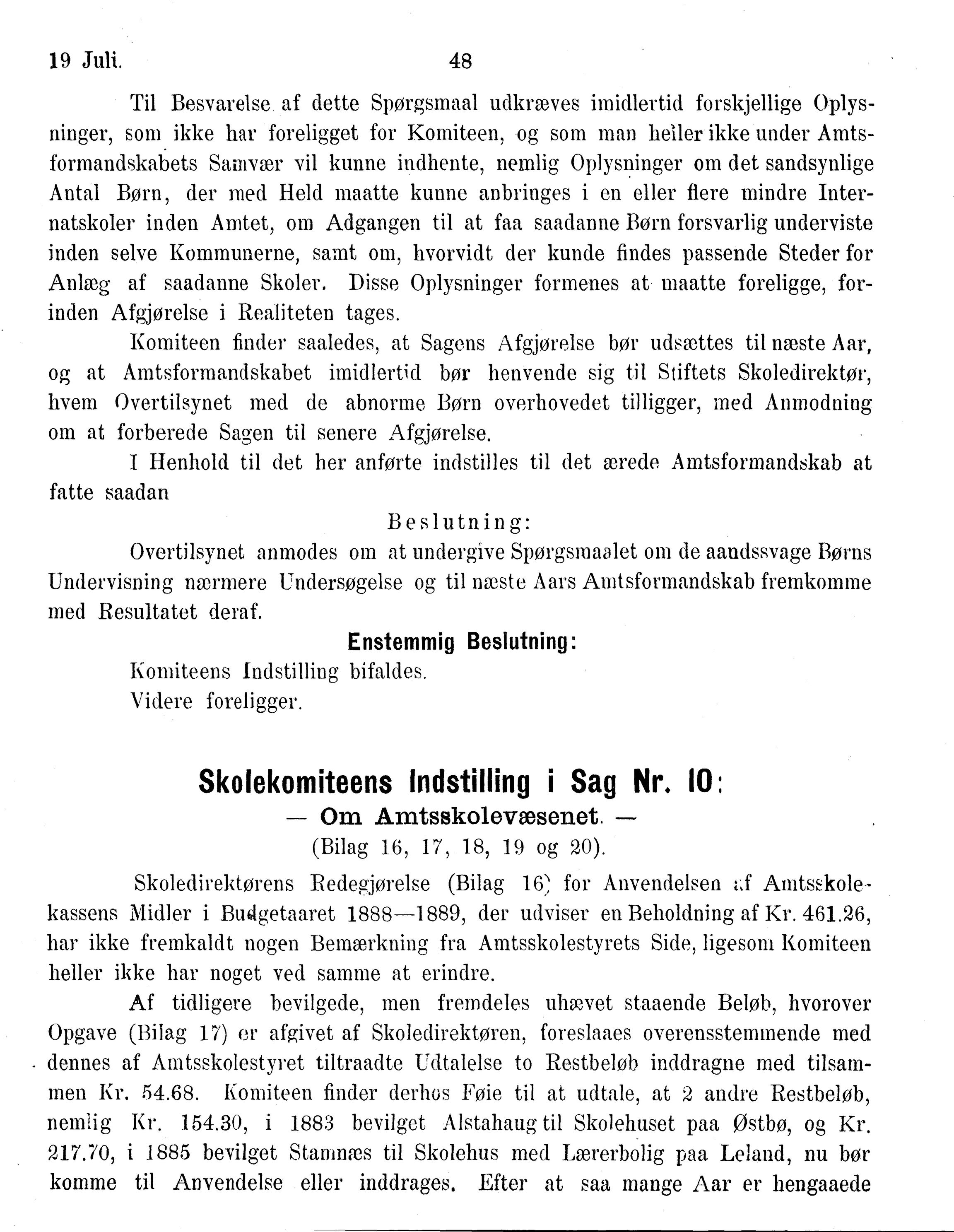 Nordland Fylkeskommune. Fylkestinget, AIN/NFK-17/176/A/Ac/L0015: Fylkestingsforhandlinger 1886-1890, 1886-1890