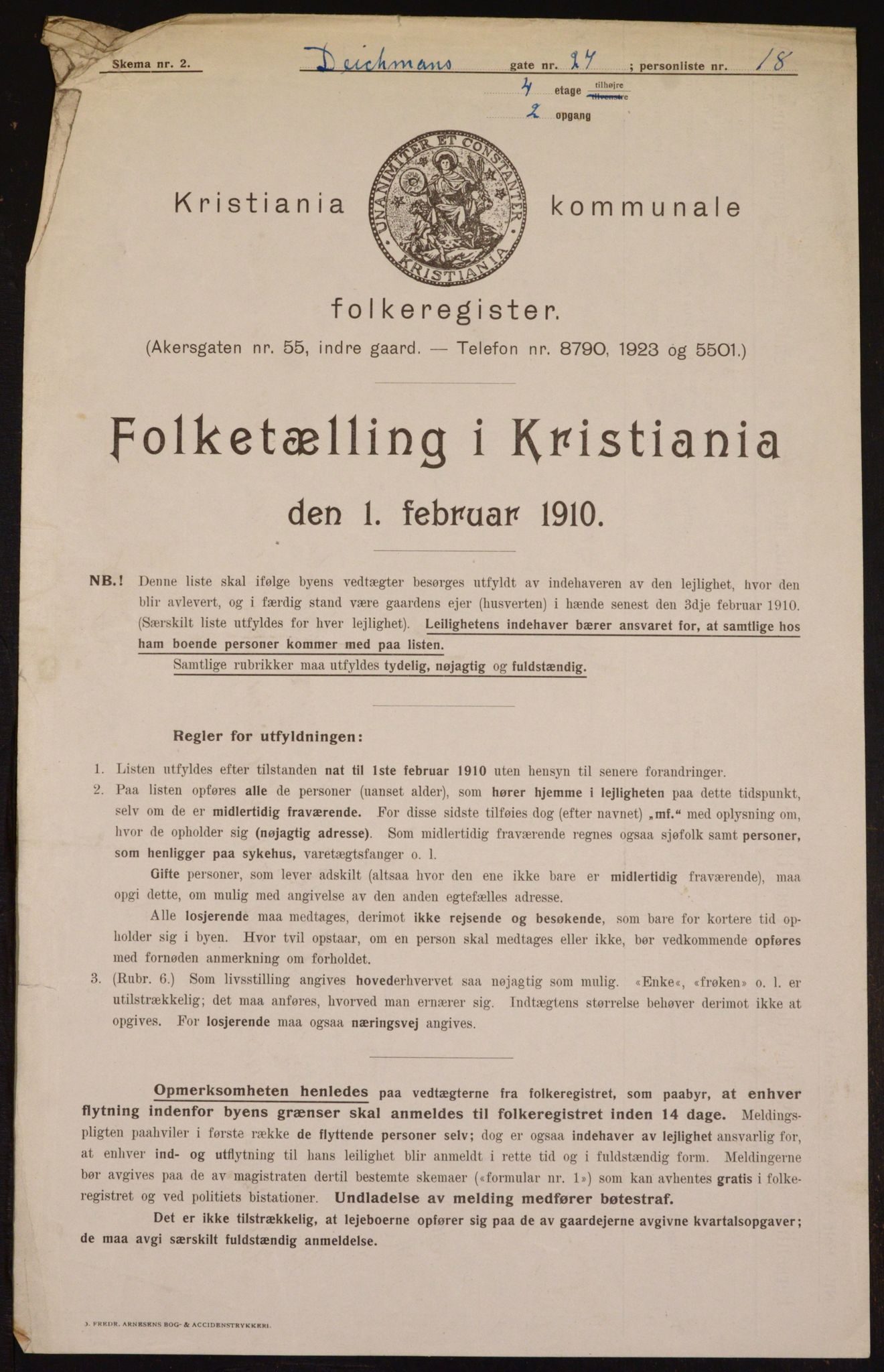 OBA, Municipal Census 1910 for Kristiania, 1910, p. 15137