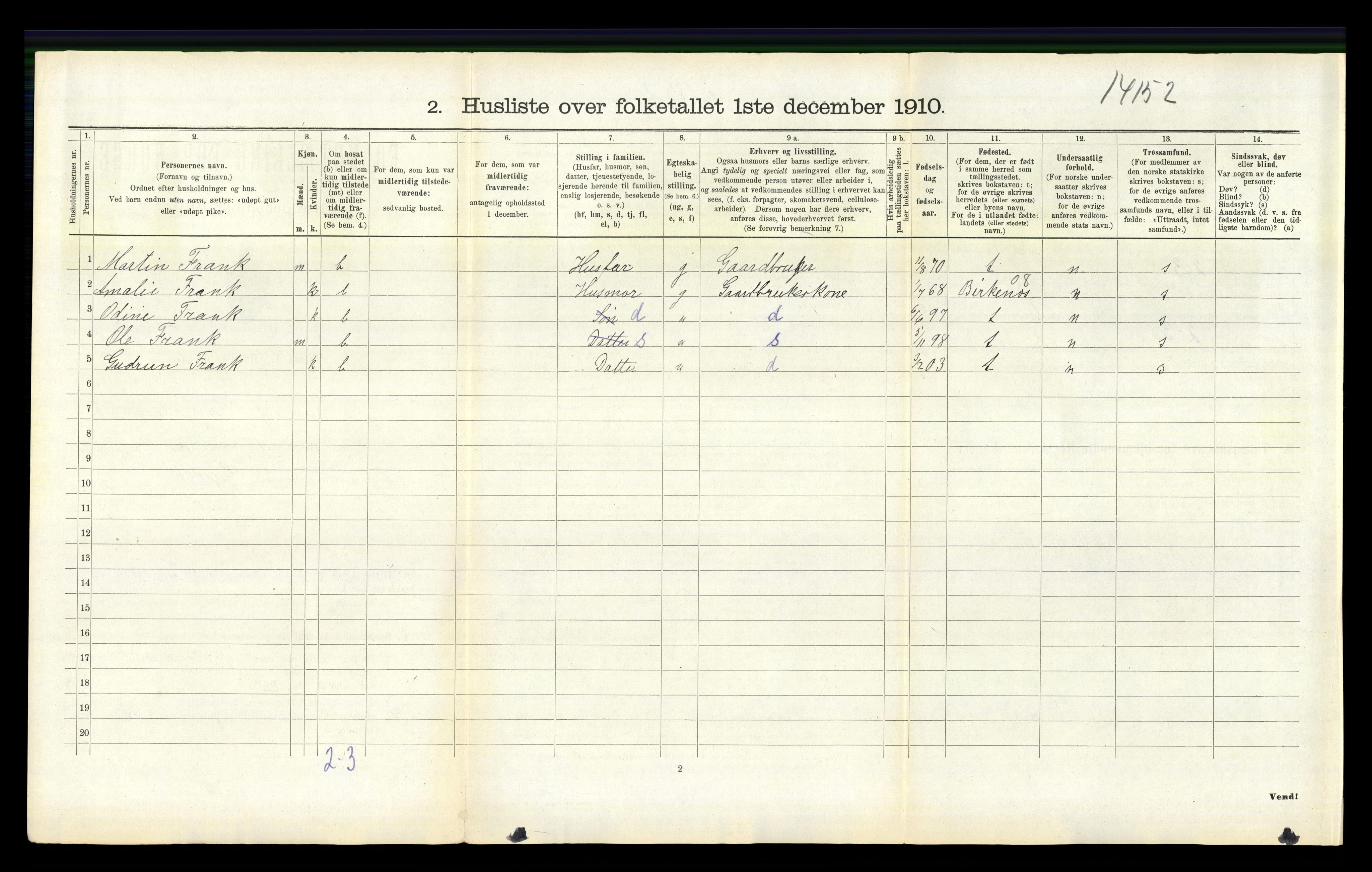 RA, 1910 census for Tveit, 1910, p. 548