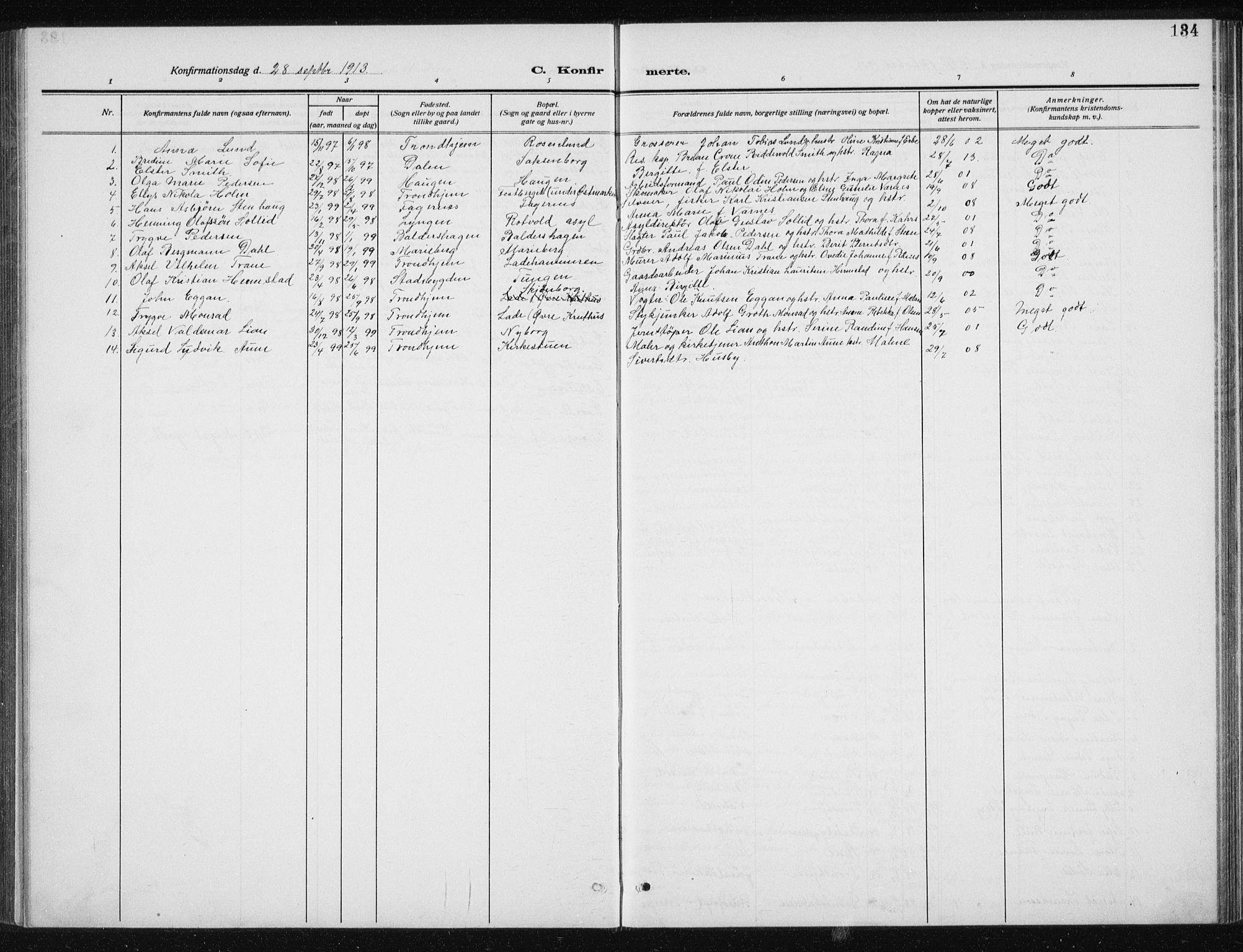 Ministerialprotokoller, klokkerbøker og fødselsregistre - Sør-Trøndelag, SAT/A-1456/606/L0314: Parish register (copy) no. 606C10, 1911-1937, p. 134