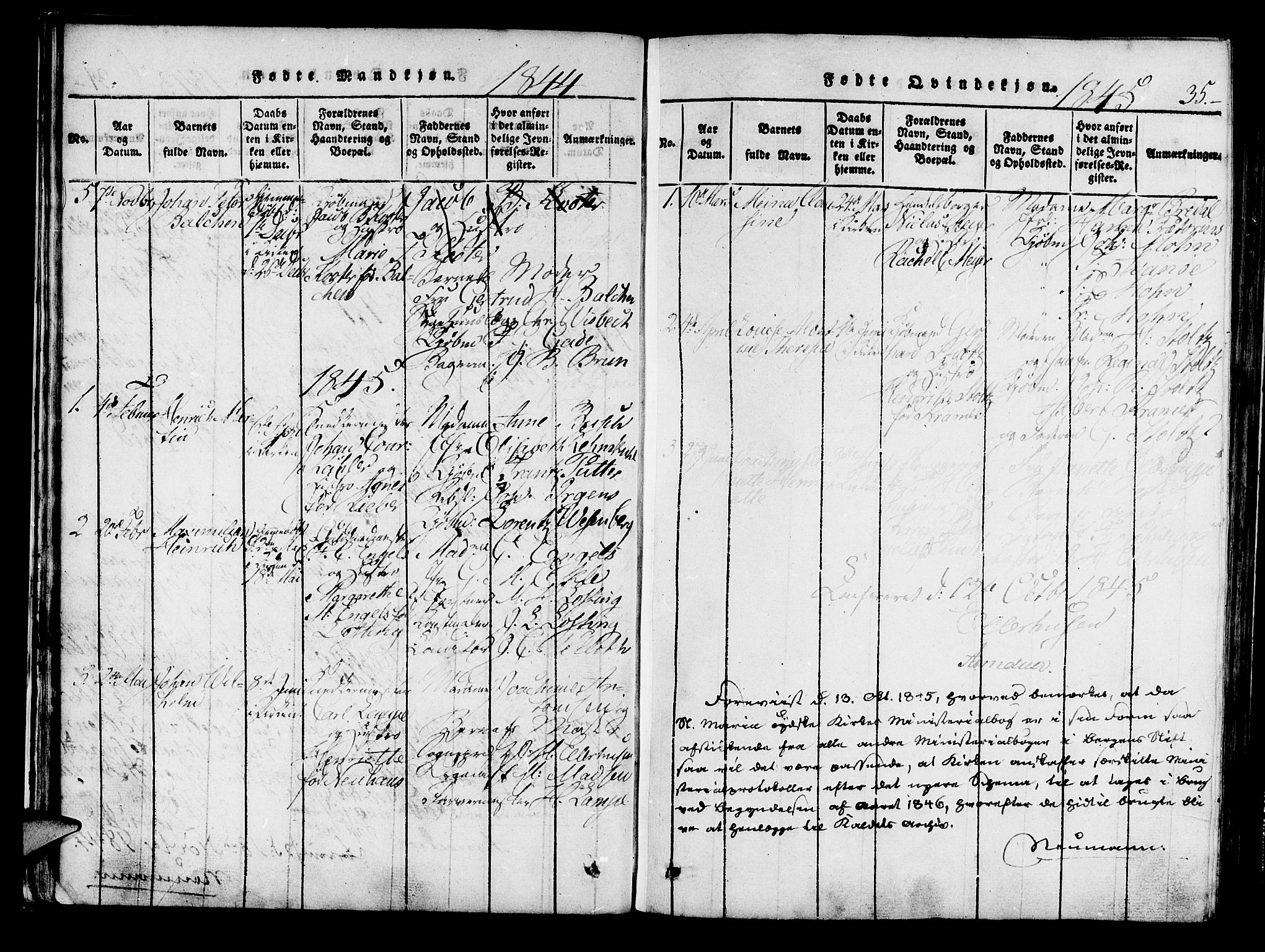 Mariakirken Sokneprestembete, AV/SAB-A-76901/H/Haa/L0005: Parish register (official) no. A 5, 1815-1845, p. 35