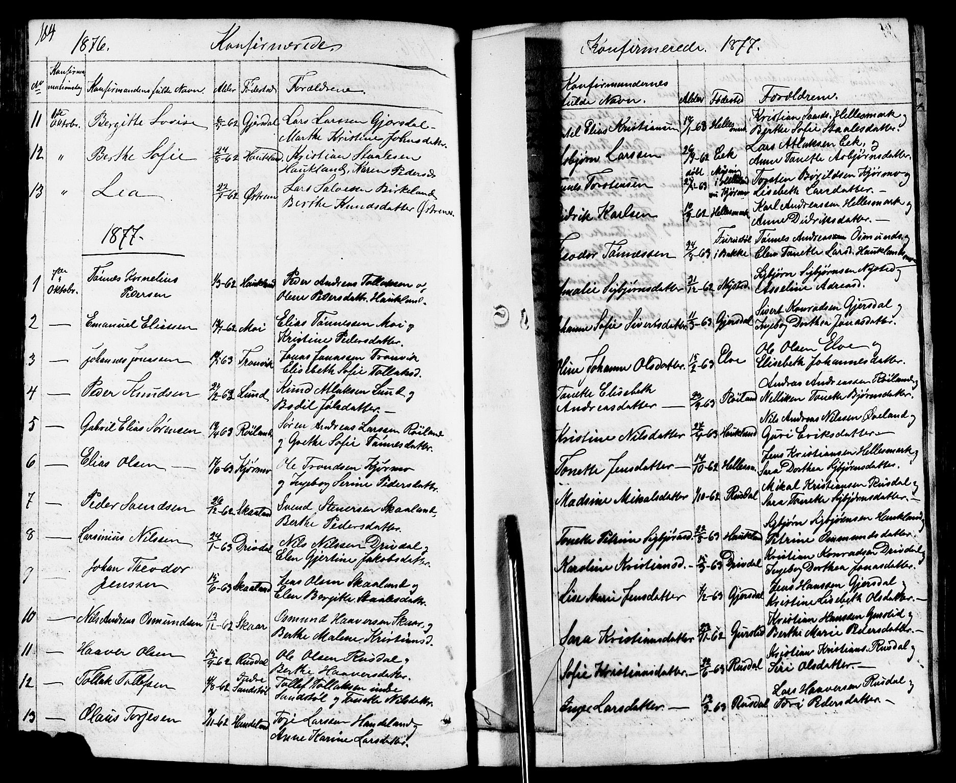 Lund sokneprestkontor, AV/SAST-A-101809/S07/L0003: Parish register (copy) no. B 3, 1848-1885, p. 184
