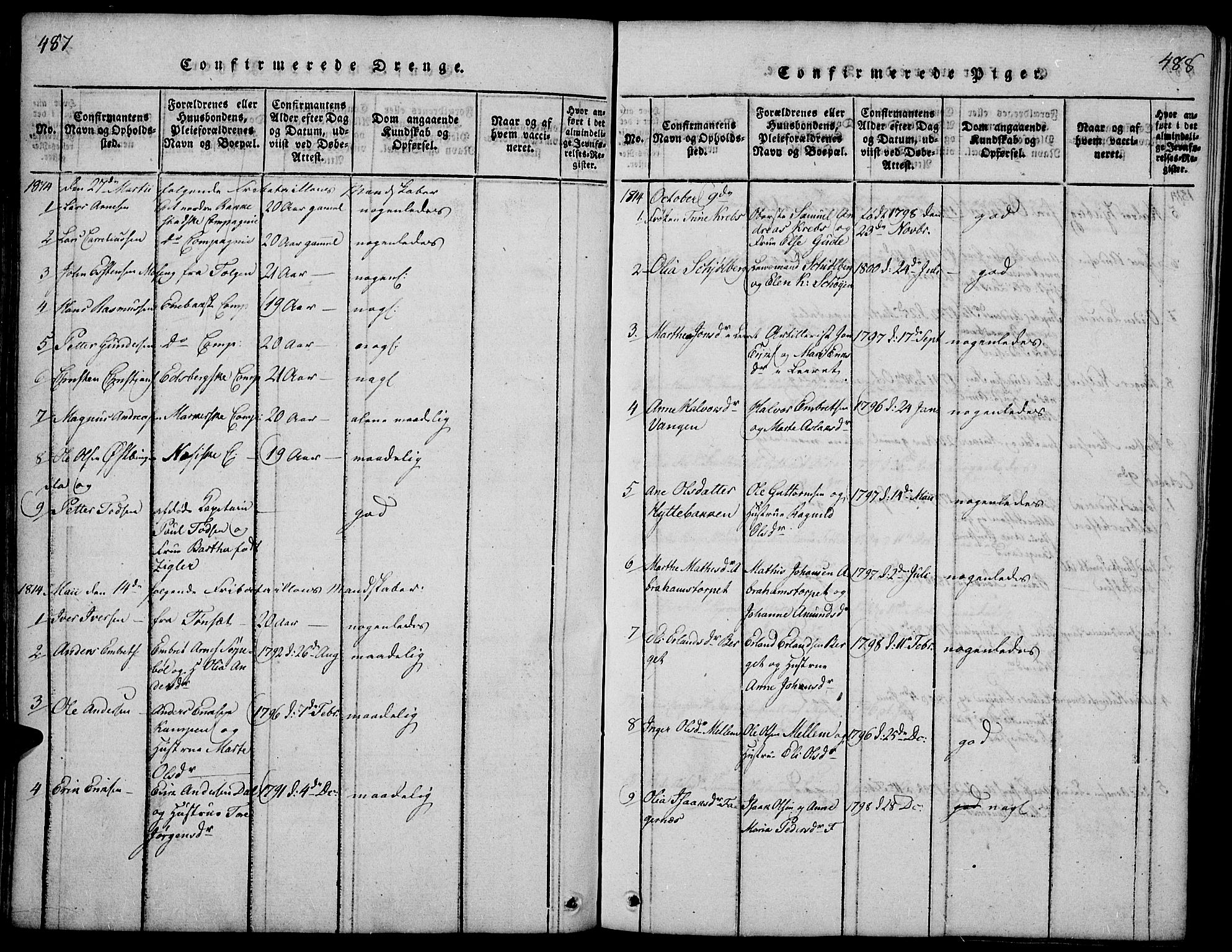 Vinger prestekontor, SAH/PREST-024/H/Ha/Hab/L0001: Parish register (copy) no. 1, 1814-1825, p. 487-488