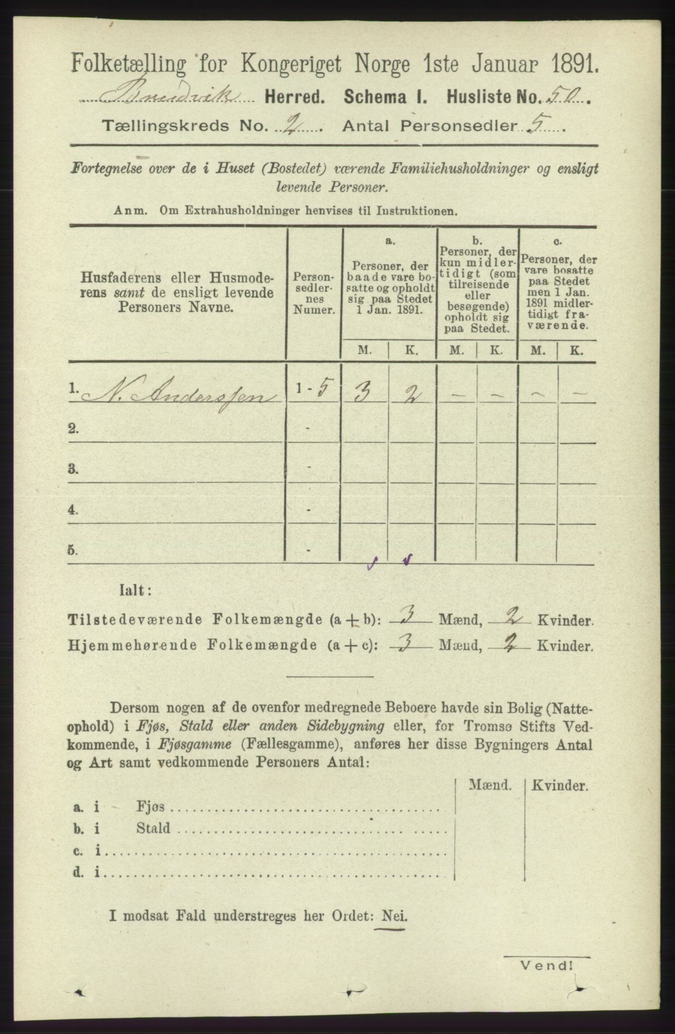 RA, 1891 census for 1251 Bruvik, 1891, p. 428