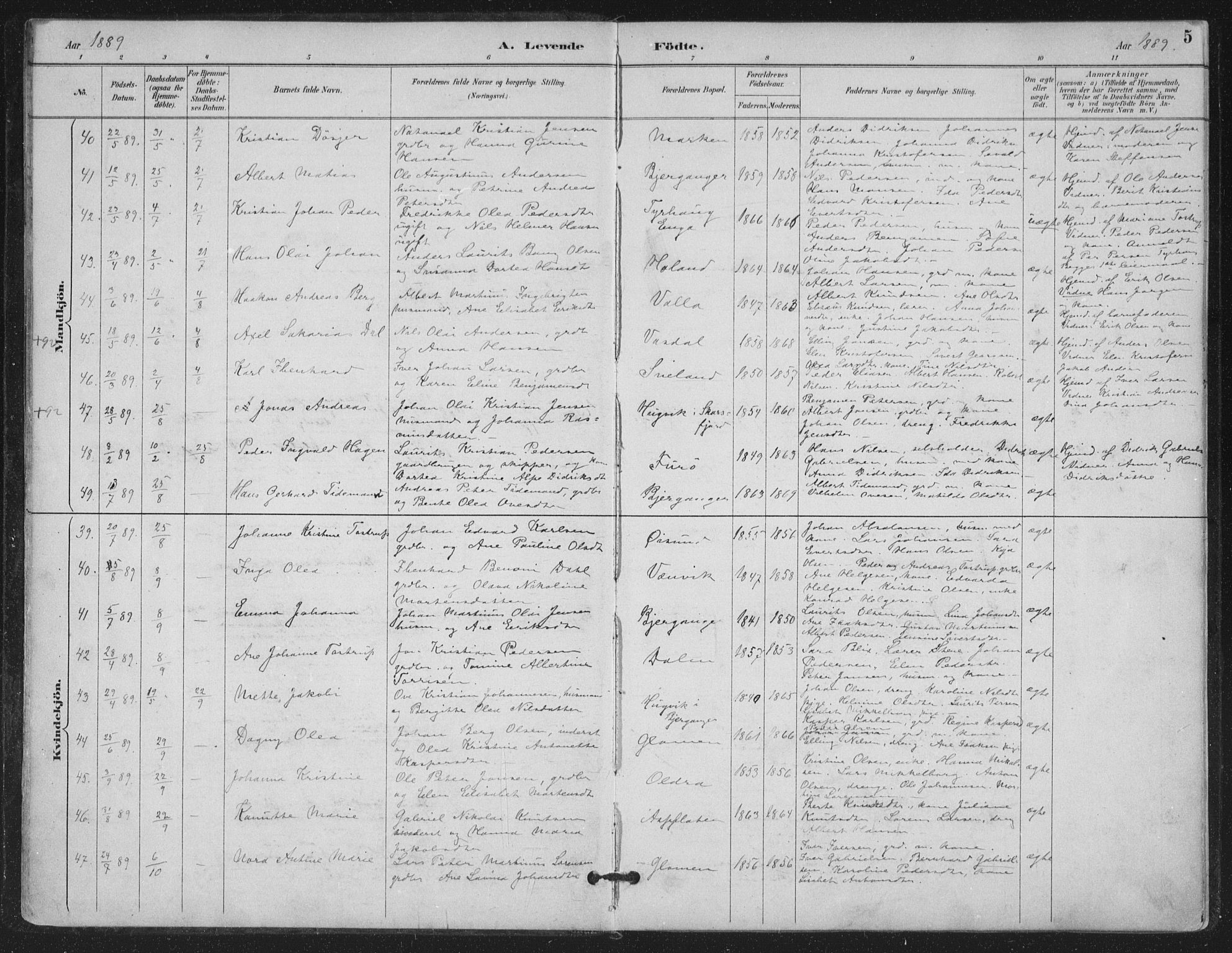 Ministerialprotokoller, klokkerbøker og fødselsregistre - Nordland, SAT/A-1459/843/L0628: Parish register (official) no. 843A03, 1889-1907, p. 5