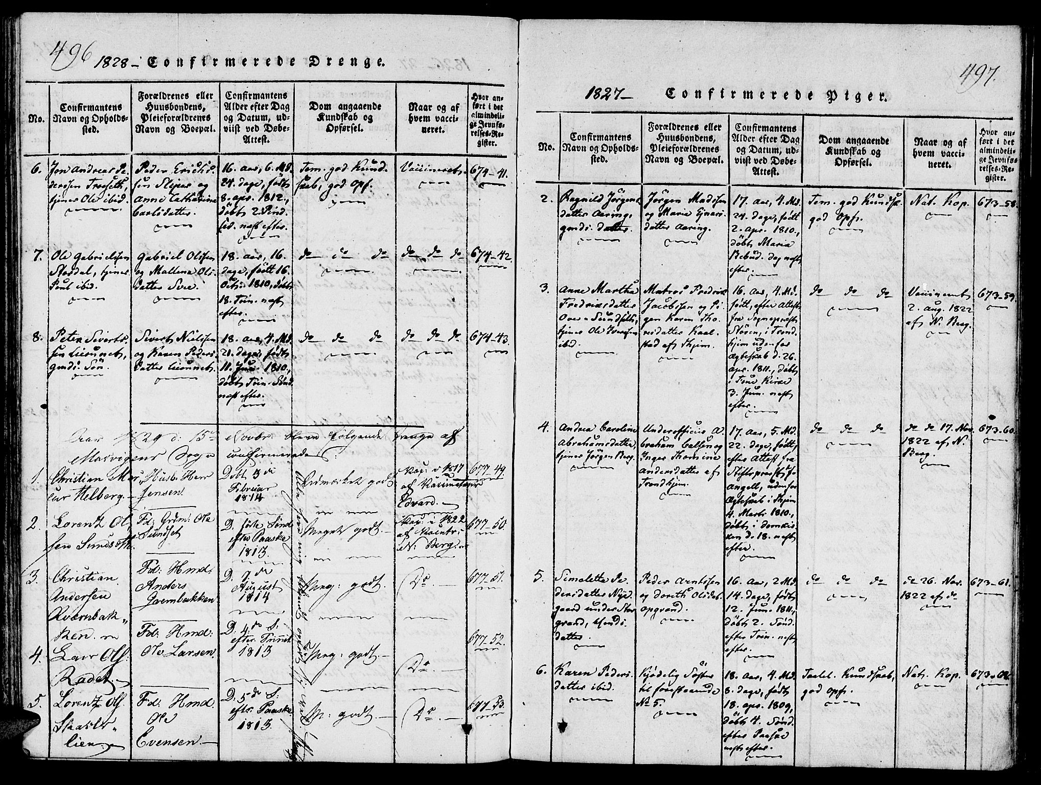 Ministerialprotokoller, klokkerbøker og fødselsregistre - Nord-Trøndelag, AV/SAT-A-1458/733/L0322: Parish register (official) no. 733A01, 1817-1842, p. 496-497