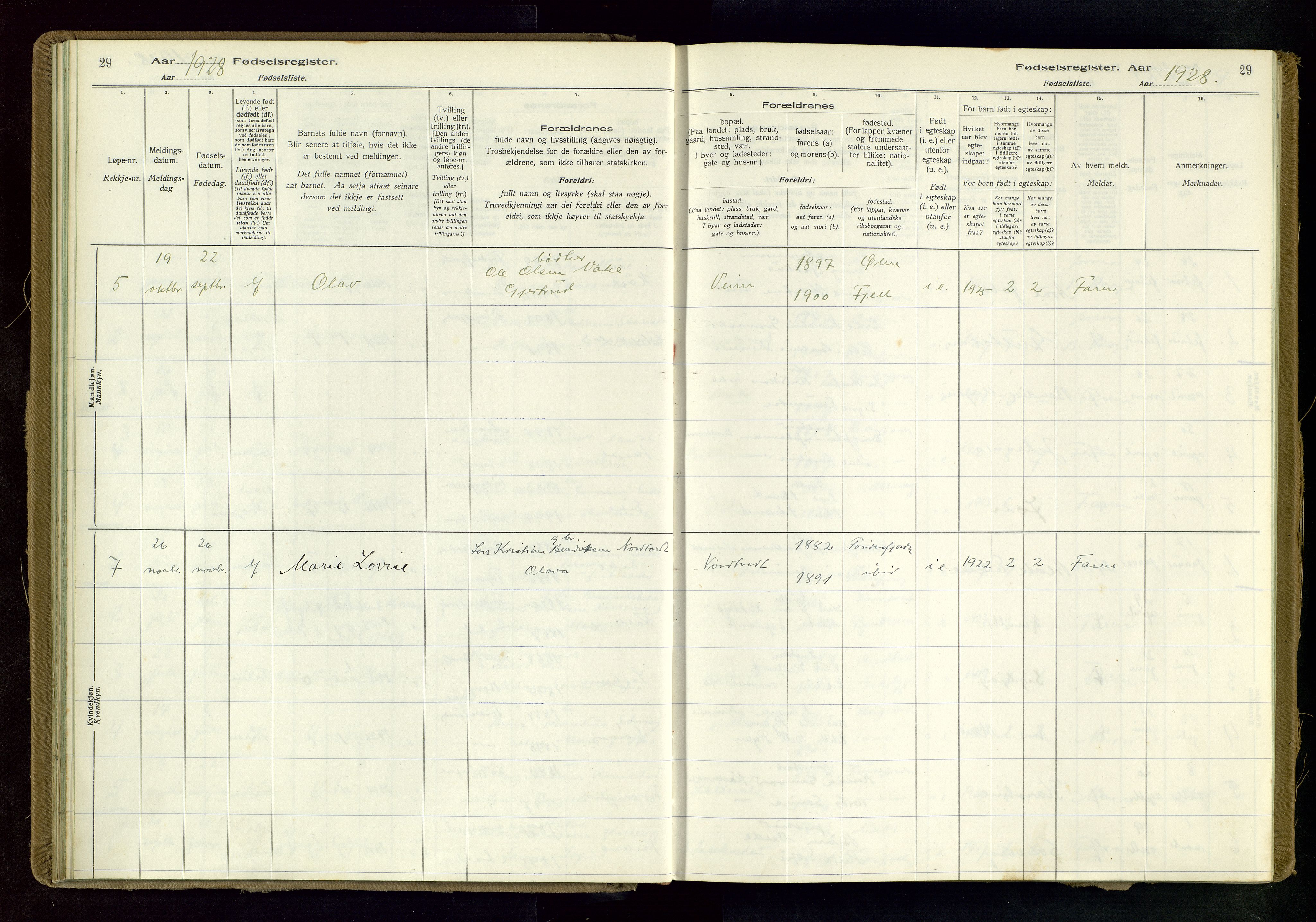 Tysvær sokneprestkontor, AV/SAST-A -101864/I/Id/L0004: Birth register no. 4, 1916-1979, p. 29