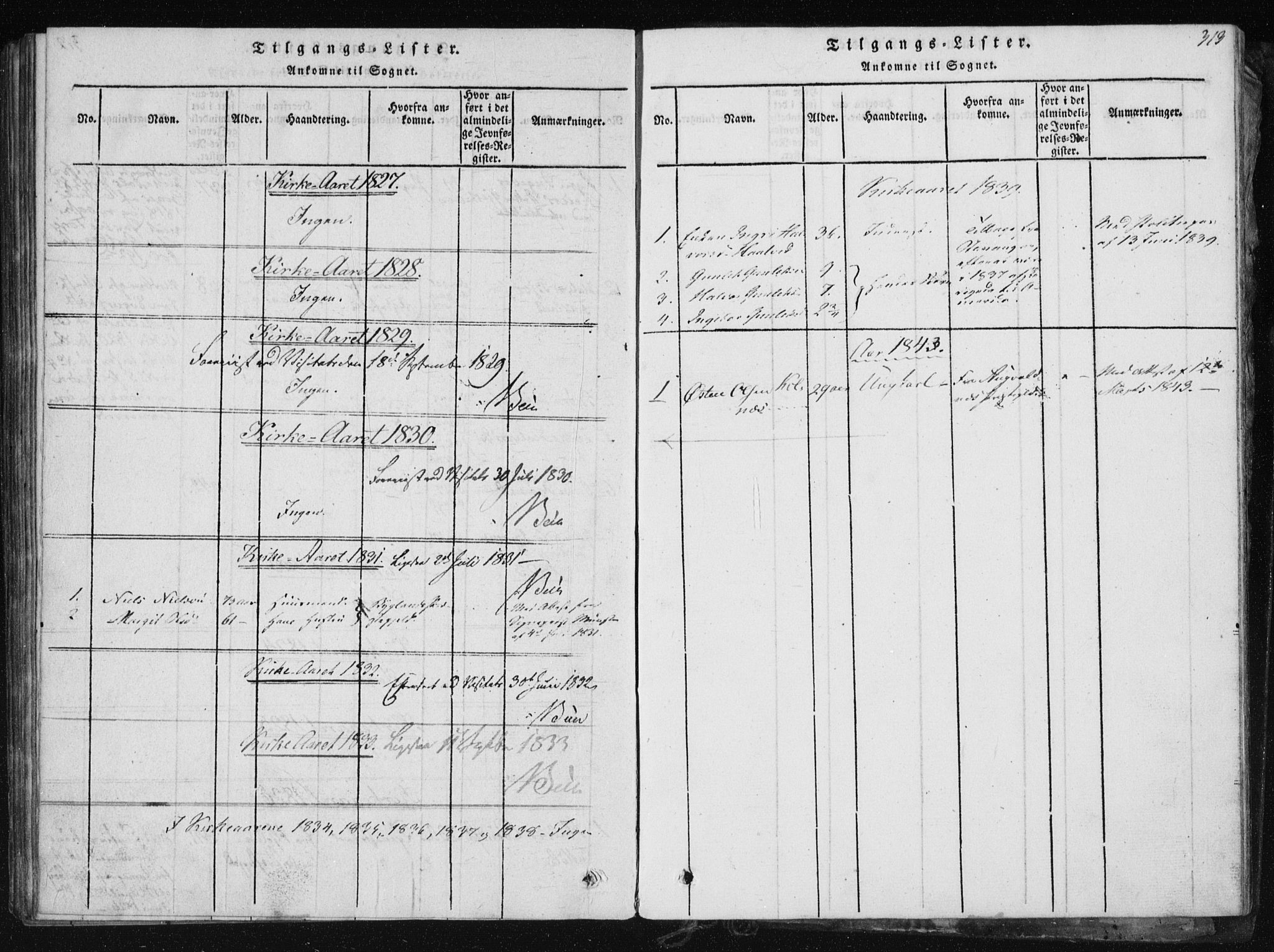 Tinn kirkebøker, SAKO/A-308/F/Fb/L0001: Parish register (official) no. II 1, 1815-1843, p. 313