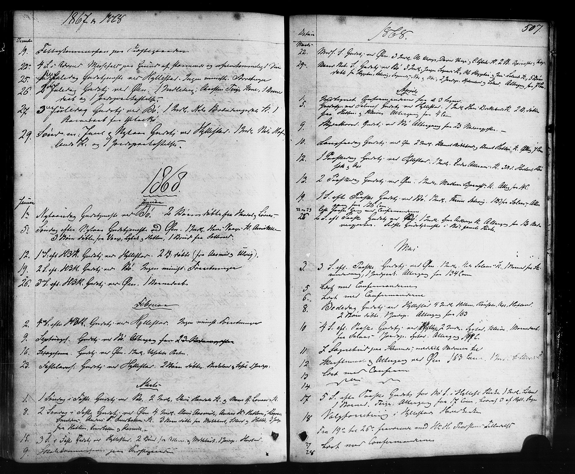 Hyllestad sokneprestembete, SAB/A-80401: Parish register (official) no. A 1, 1861-1886, p. 507
