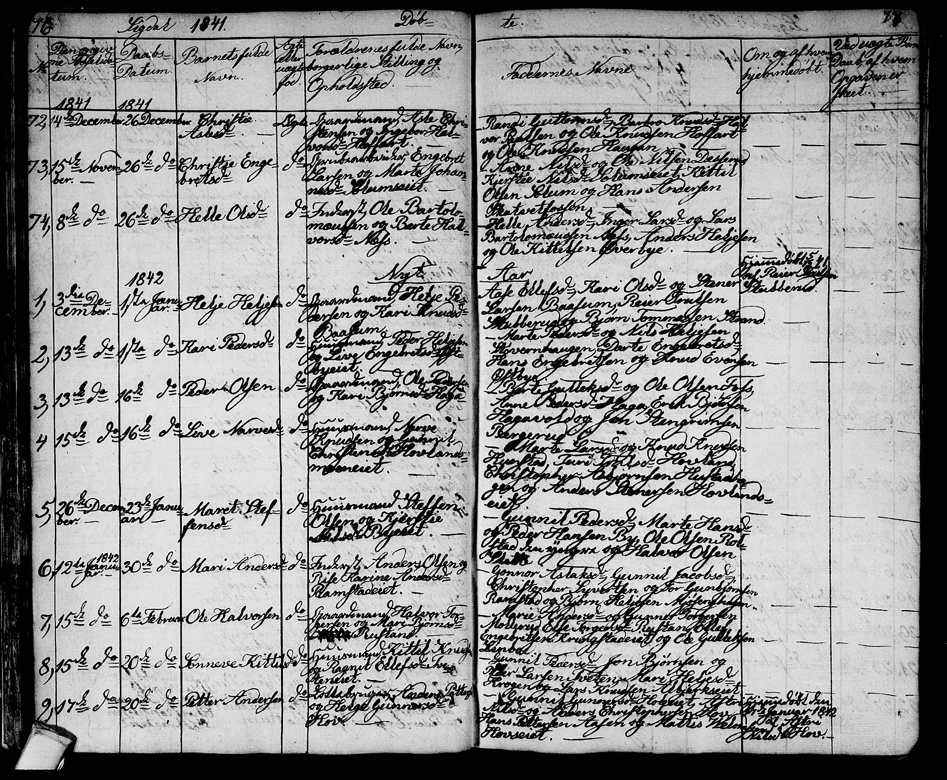 Sigdal kirkebøker, AV/SAKO-A-245/G/Ga/L0002: Parish register (copy) no. I 2, 1835-1856, p. 76-77