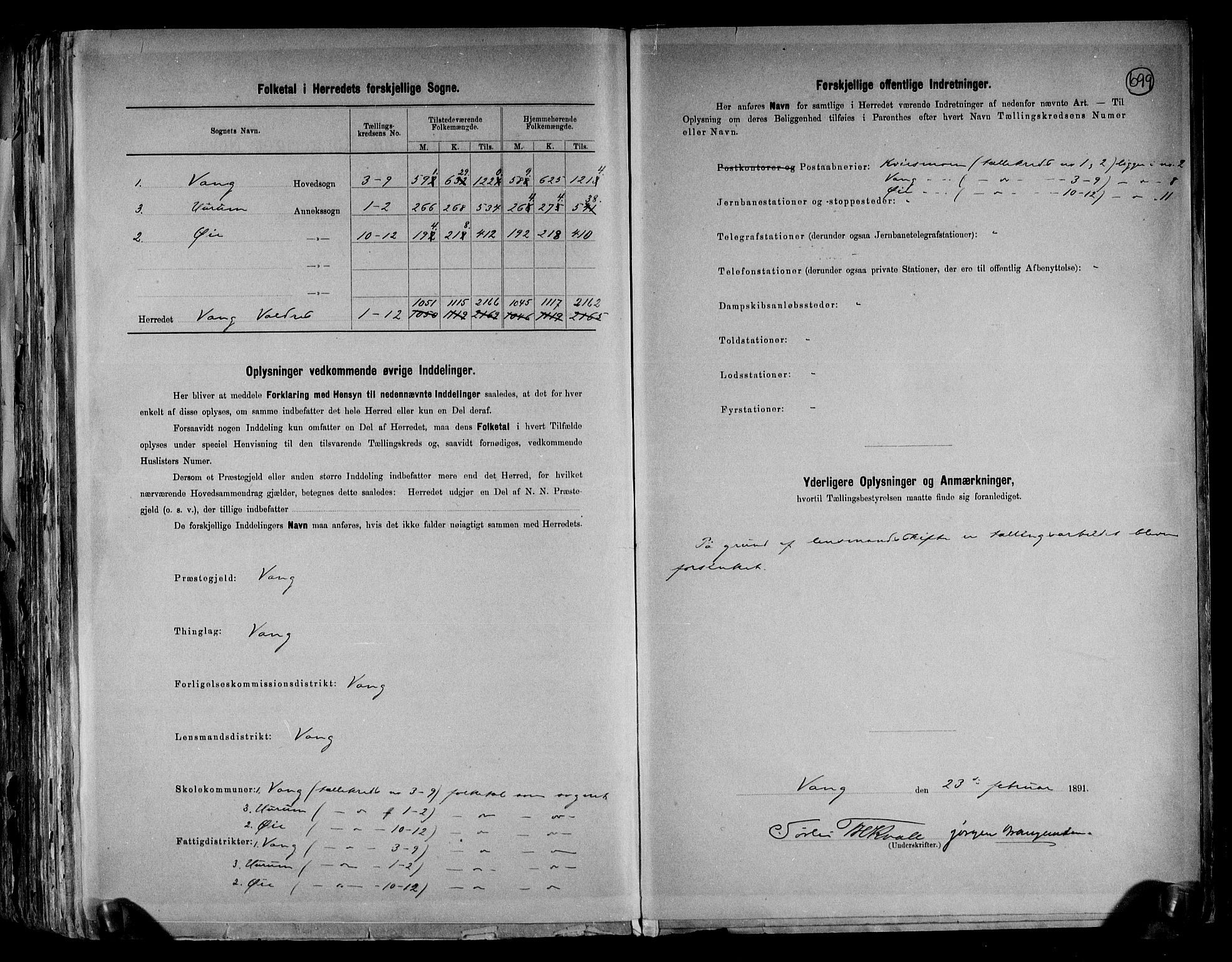 RA, 1891 census for 0545 Vang, 1891, p. 3