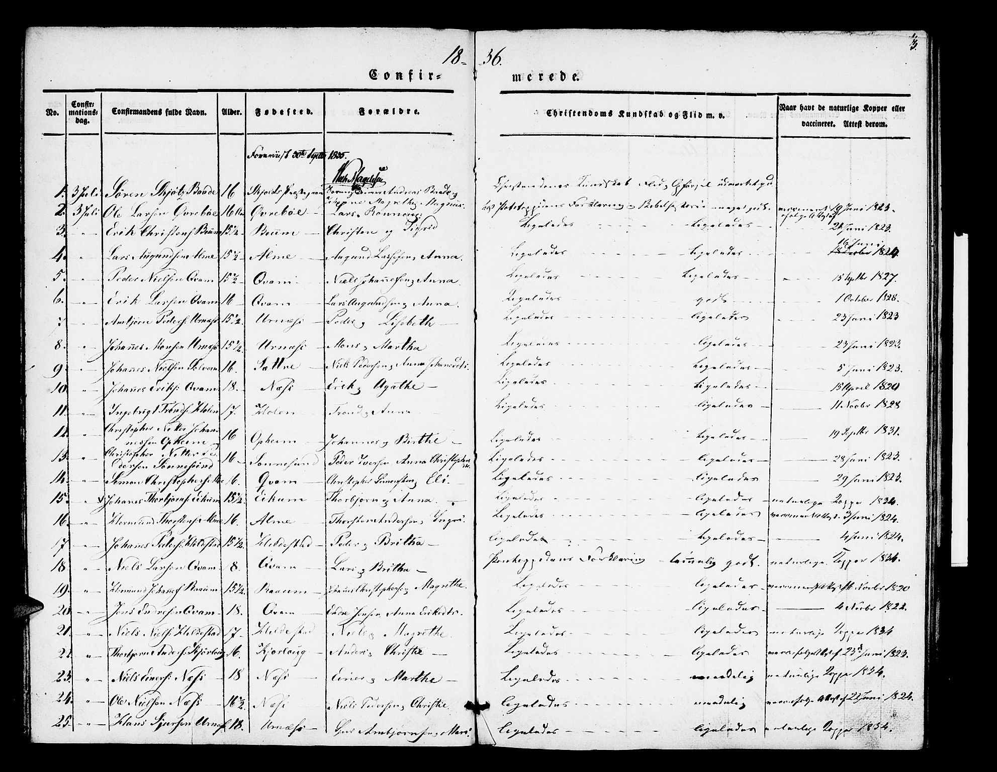 Hafslo sokneprestembete, AV/SAB-A-80301/H/Haa/Haaa/L0006: Parish register (official) no. A 6, 1835-1851, p. 3