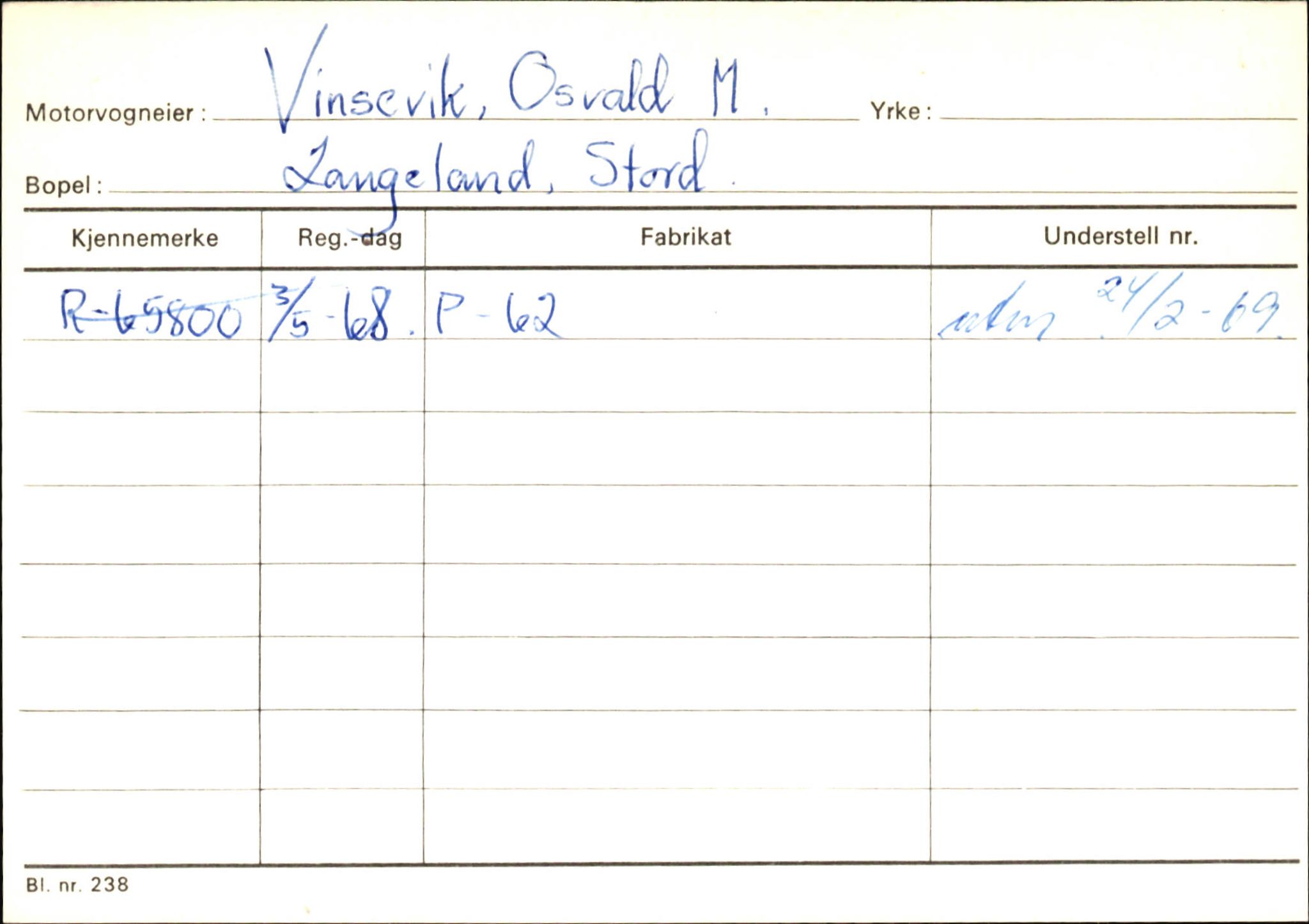 Statens vegvesen, Hordaland vegkontor, AV/SAB-A-5201/2/Ha/L0060: R-eierkort V-W, 1920-1971, p. 26