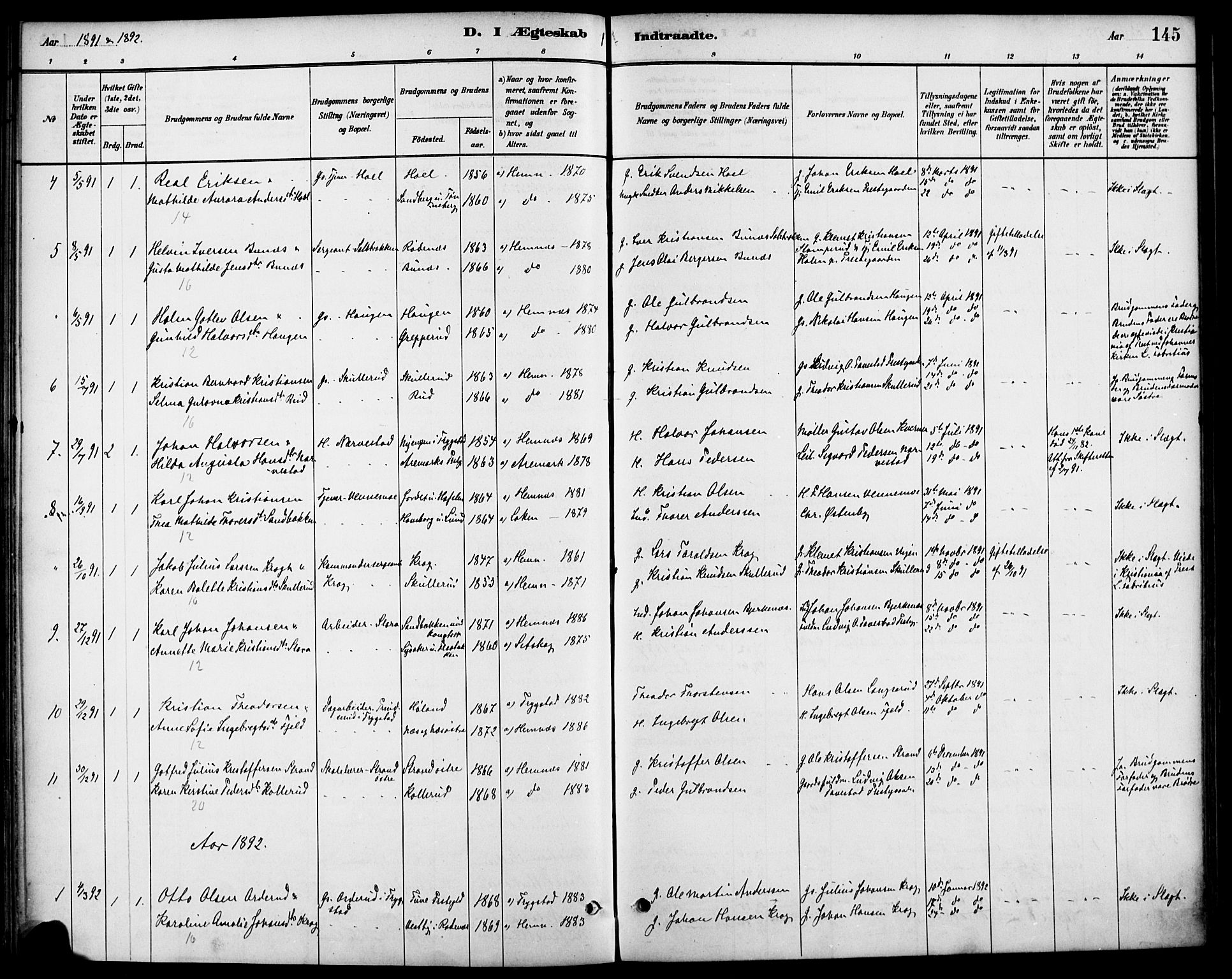 Høland prestekontor Kirkebøker, AV/SAO-A-10346a/F/Fb/L0001: Parish register (official) no. II 1, 1880-1897, p. 145