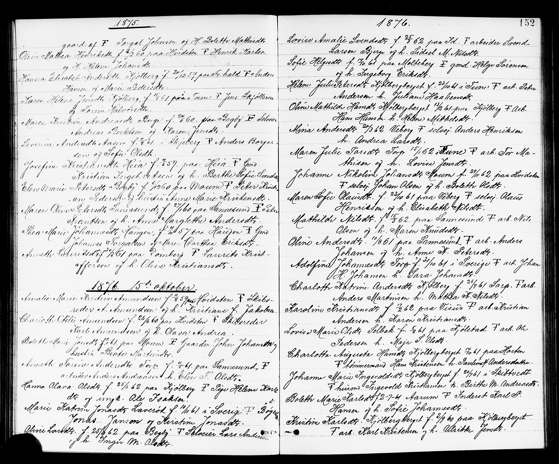 Borge prestekontor Kirkebøker, SAO/A-10903/G/Ga/L0002: Parish register (copy) no. I 2, 1875-1923, p. 152