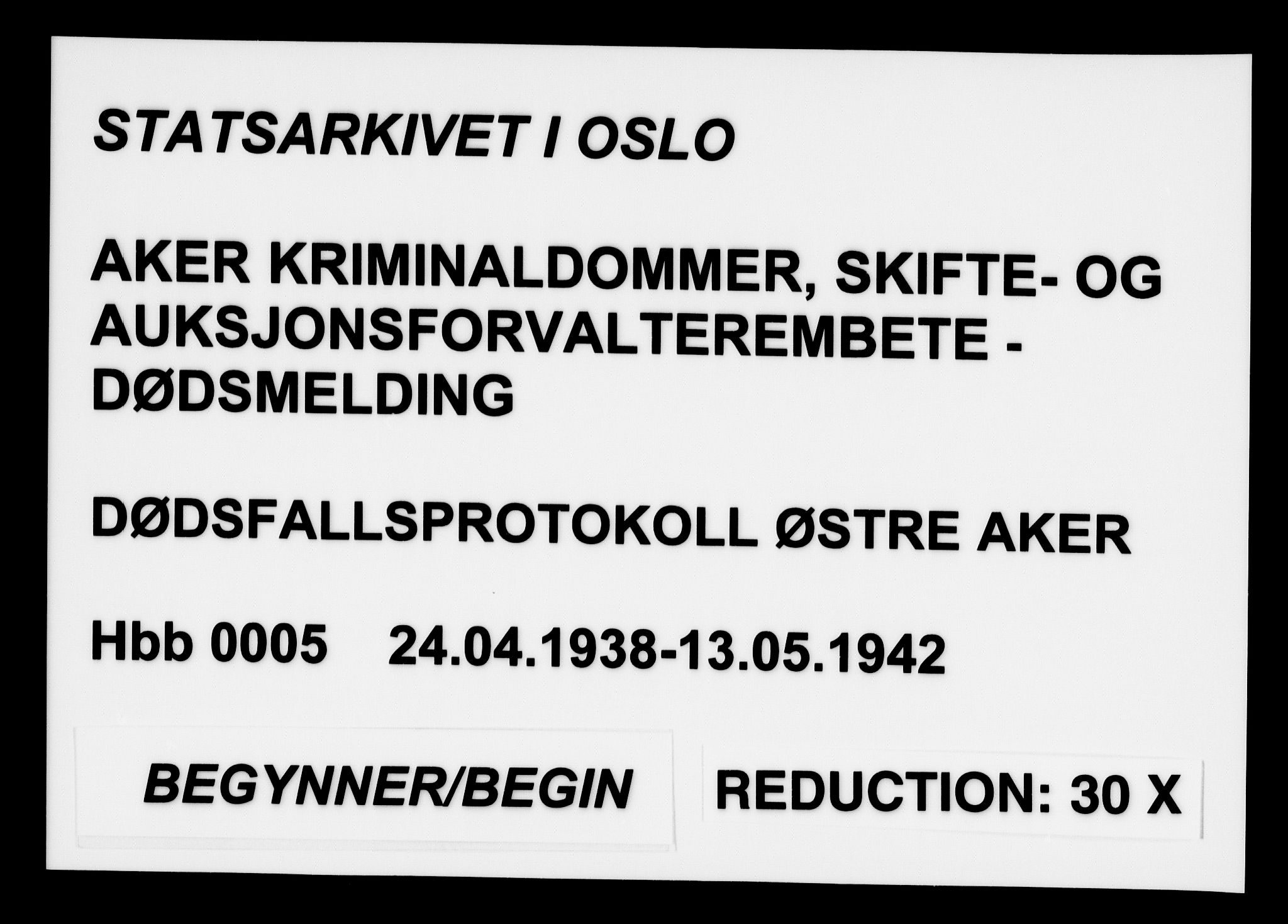 Aker kriminaldommer, skifte- og auksjonsforvalterembete, AV/SAO-A-10452/H/Hb/Hba/Hbac/L0005: Dødsfallsprotokoll for Østre Aker, 1938-1942