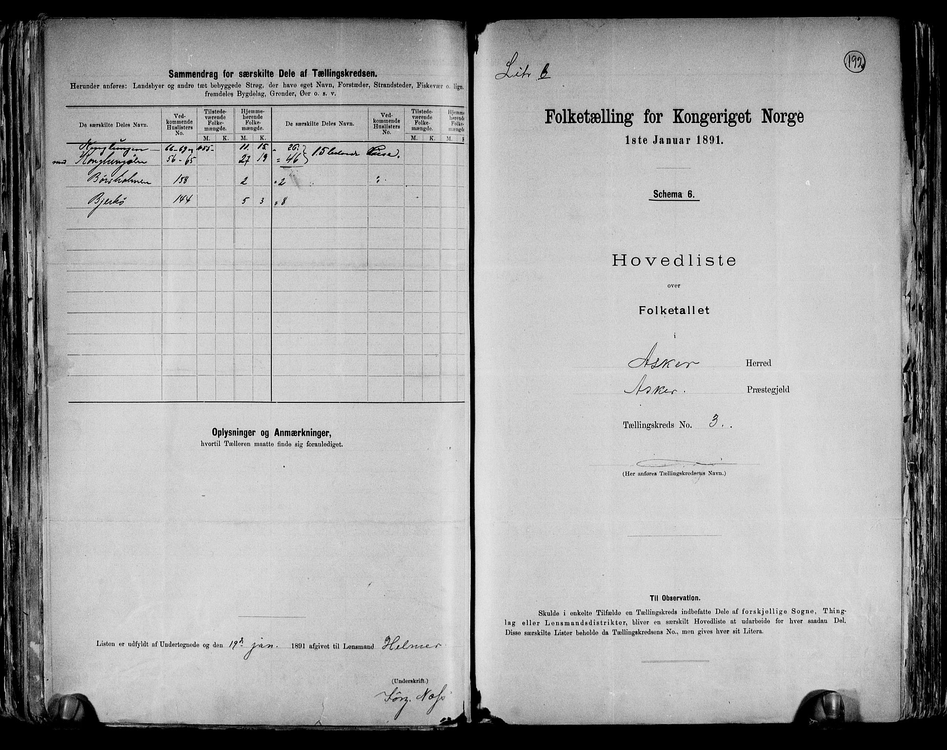 RA, 1891 census for 0220 Asker, 1891, p. 13