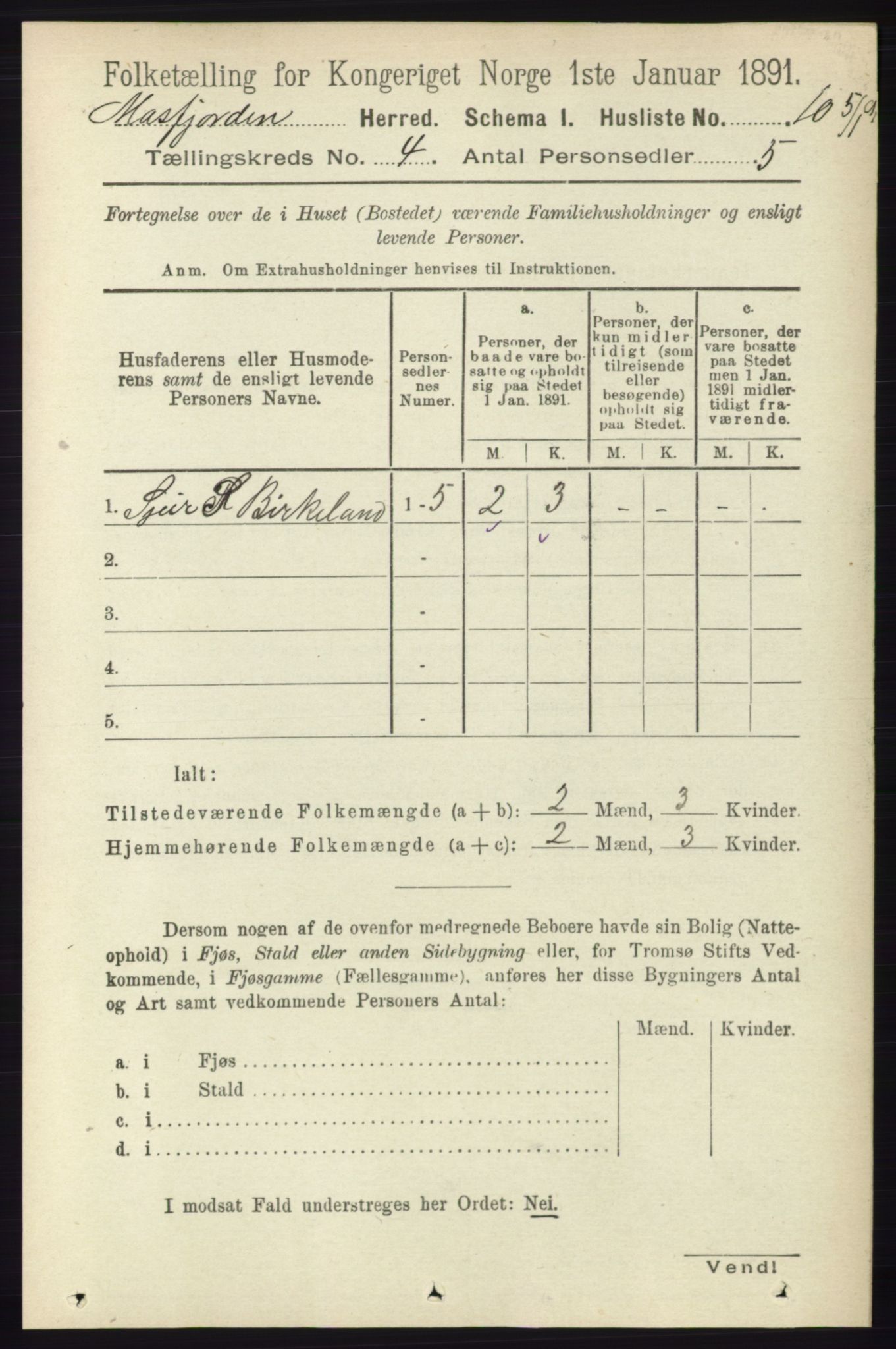 RA, 1891 census for 1266 Masfjorden, 1891, p. 732