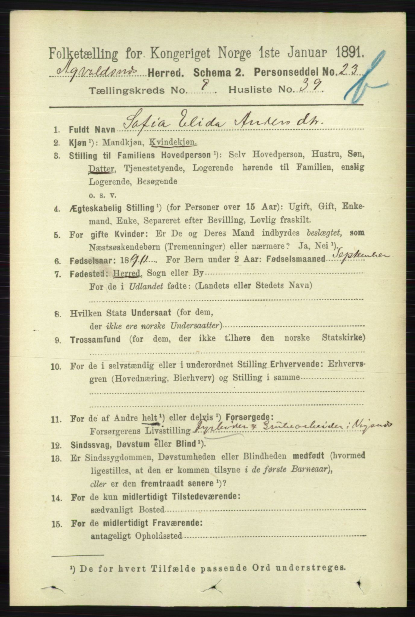 RA, 1891 census for 1147 Avaldsnes, 1891, p. 5502