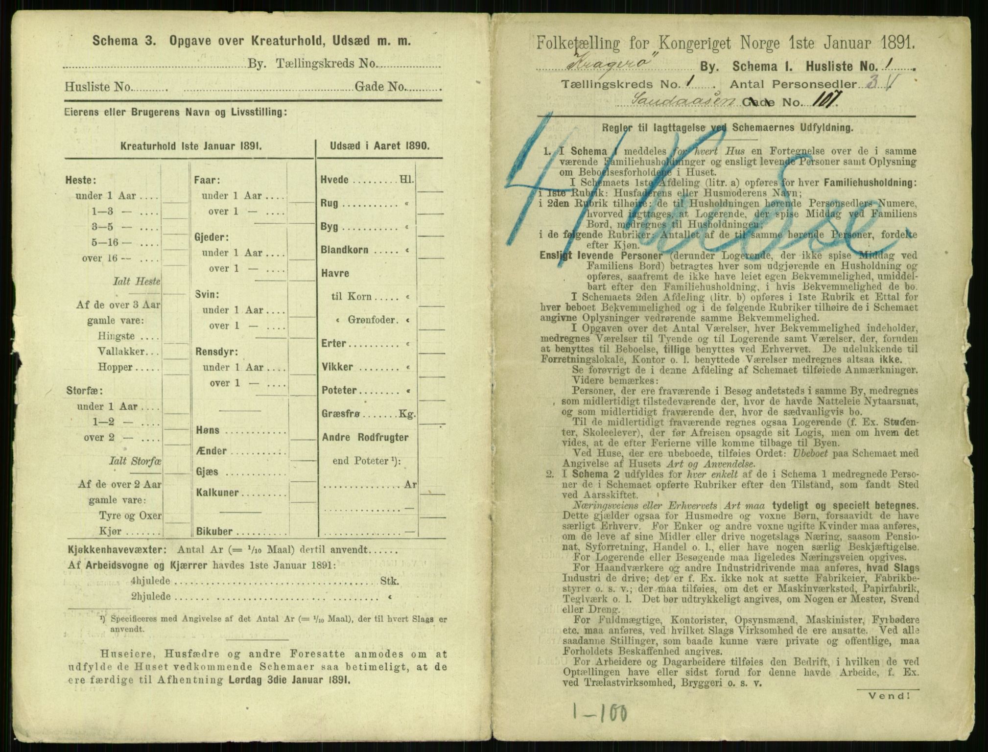 RA, 1891 census for 0801 Kragerø, 1891, p. 90