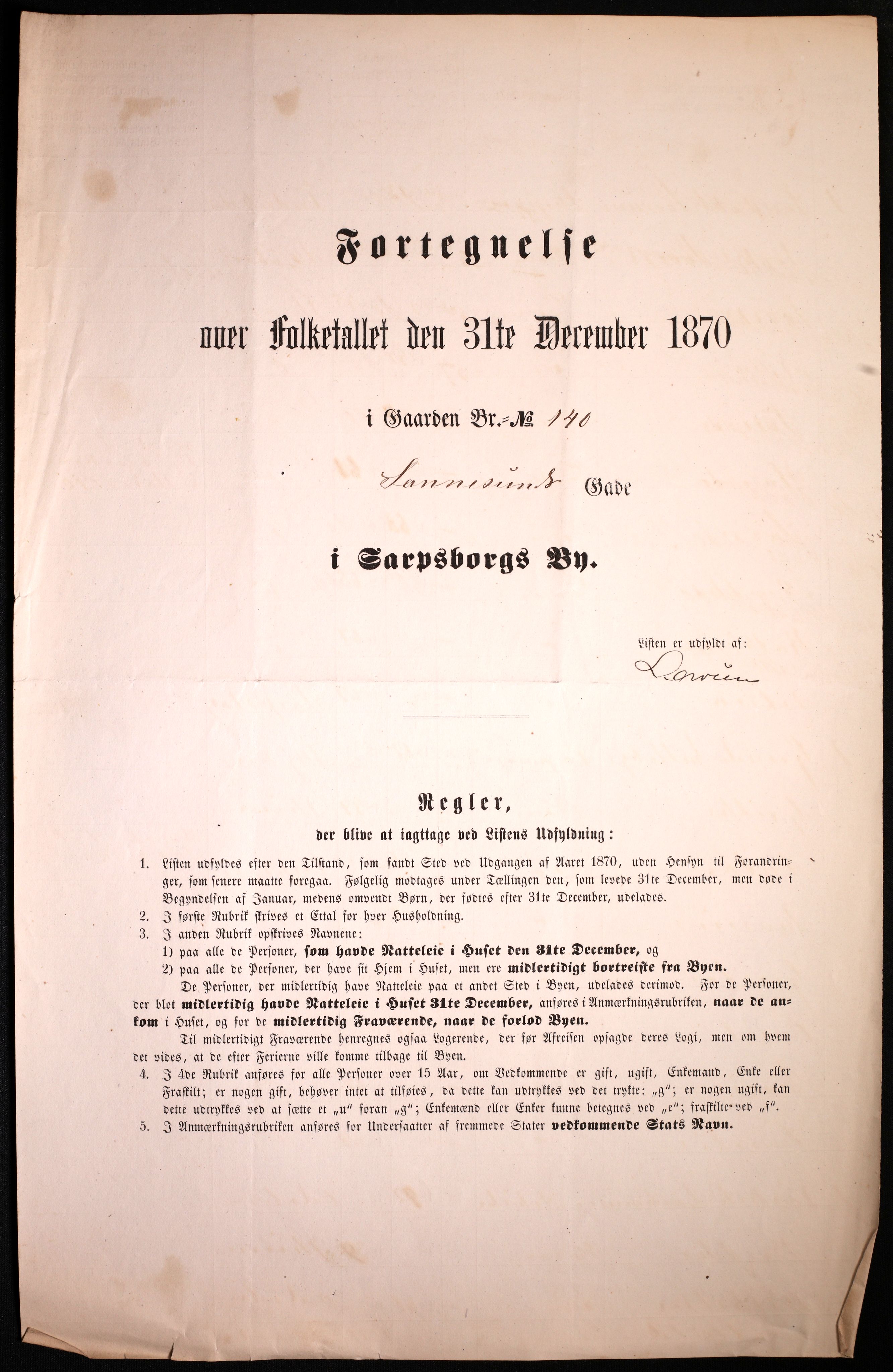 RA, 1870 census for 0102 Sarpsborg, 1870, p. 475