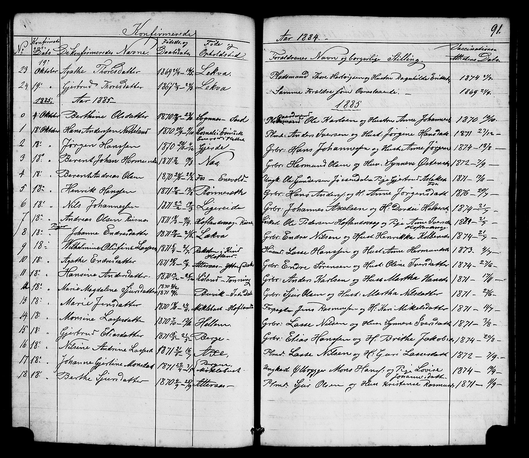 Hyllestad sokneprestembete, SAB/A-80401: Parish register (copy) no. A 2, 1876-1906, p. 91