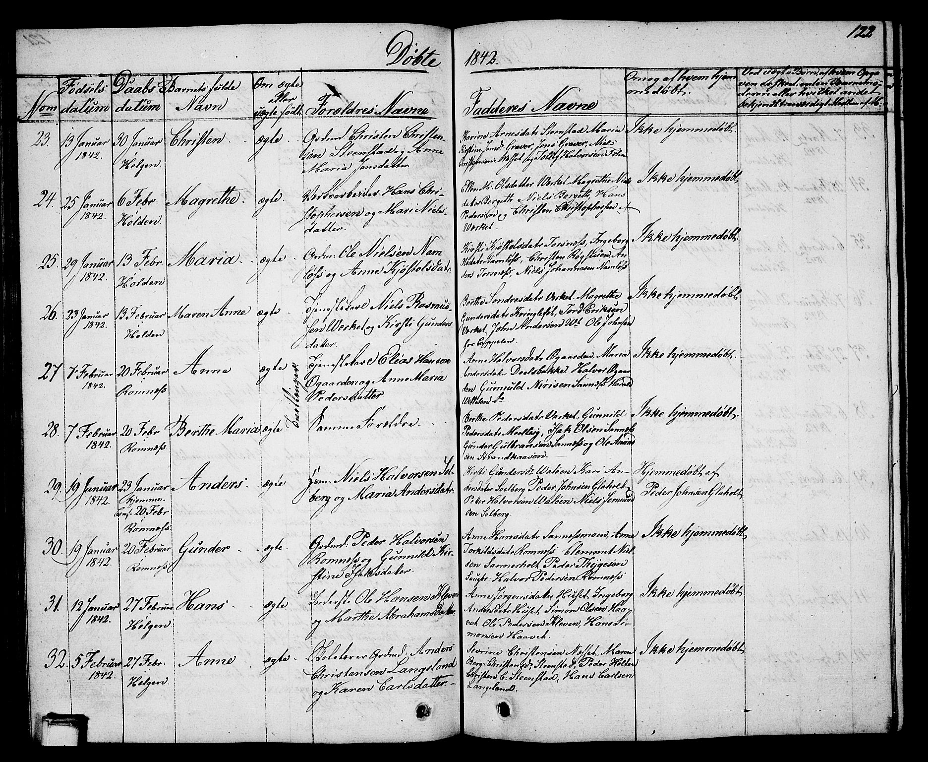 Holla kirkebøker, AV/SAKO-A-272/G/Ga/L0002: Parish register (copy) no. I 2, 1830-1848, p. 122