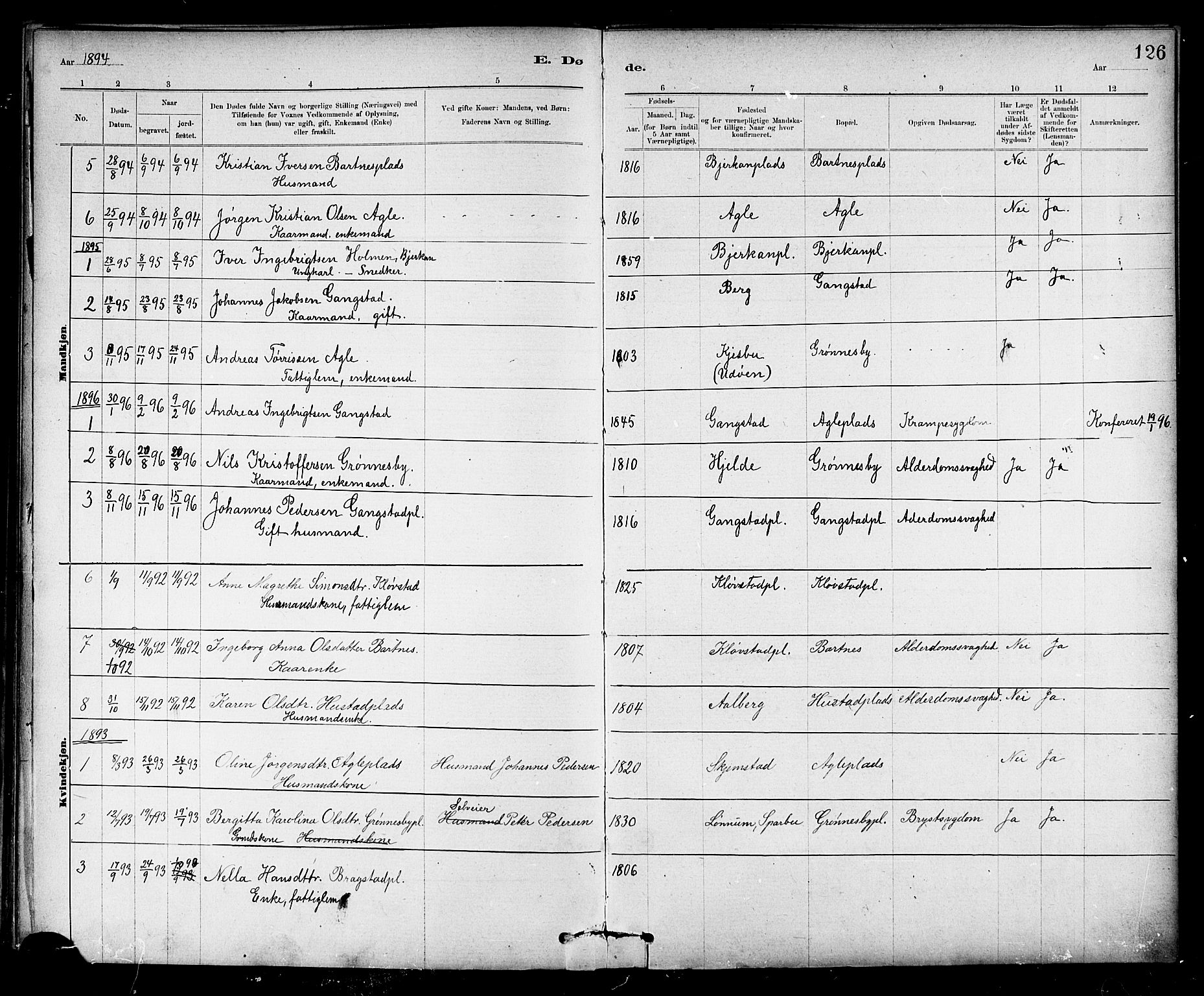 Ministerialprotokoller, klokkerbøker og fødselsregistre - Nord-Trøndelag, SAT/A-1458/732/L0318: Parish register (copy) no. 732C02, 1881-1911, p. 126