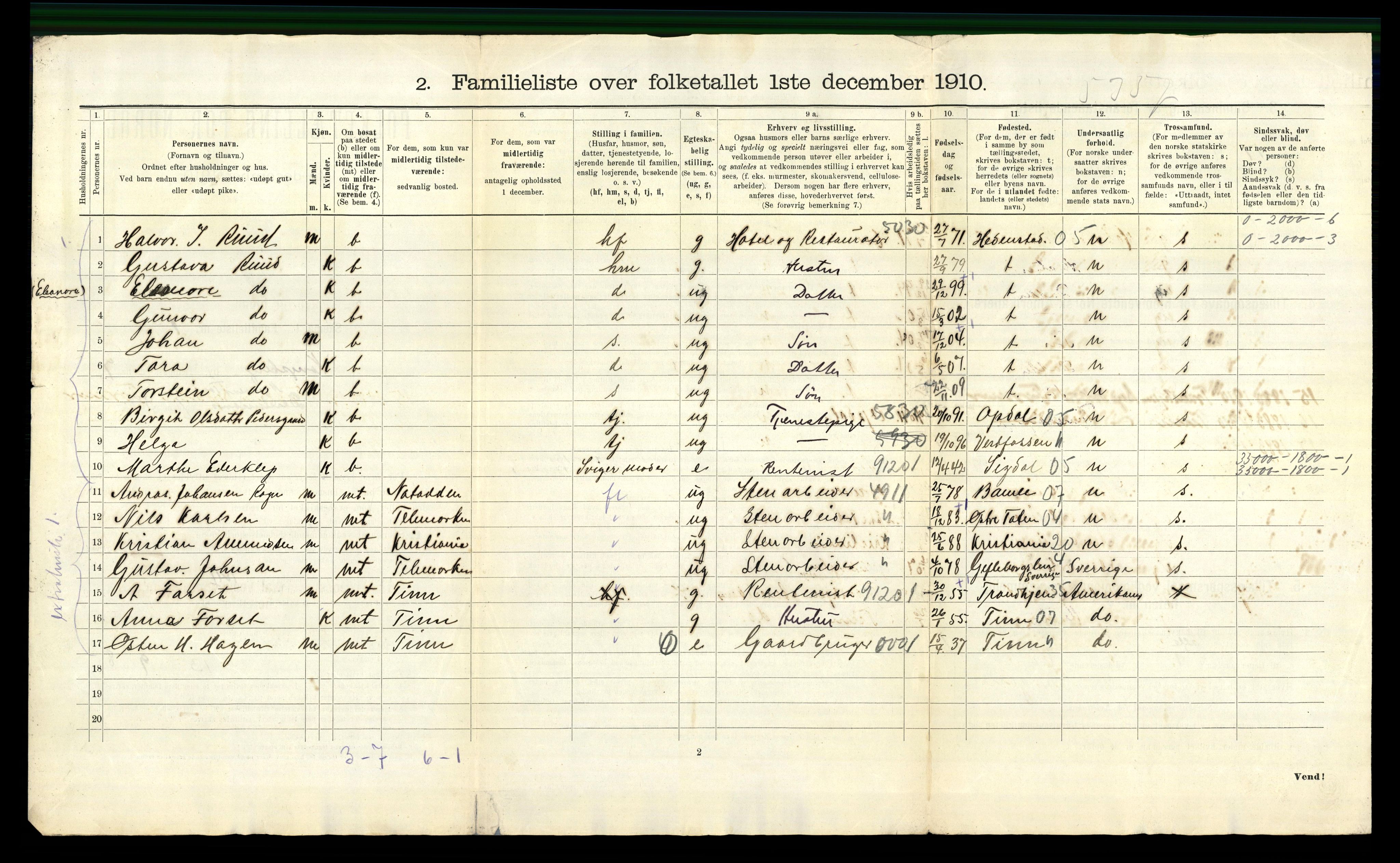 RA, 1910 census for Kongsberg, 1910, p. 4049