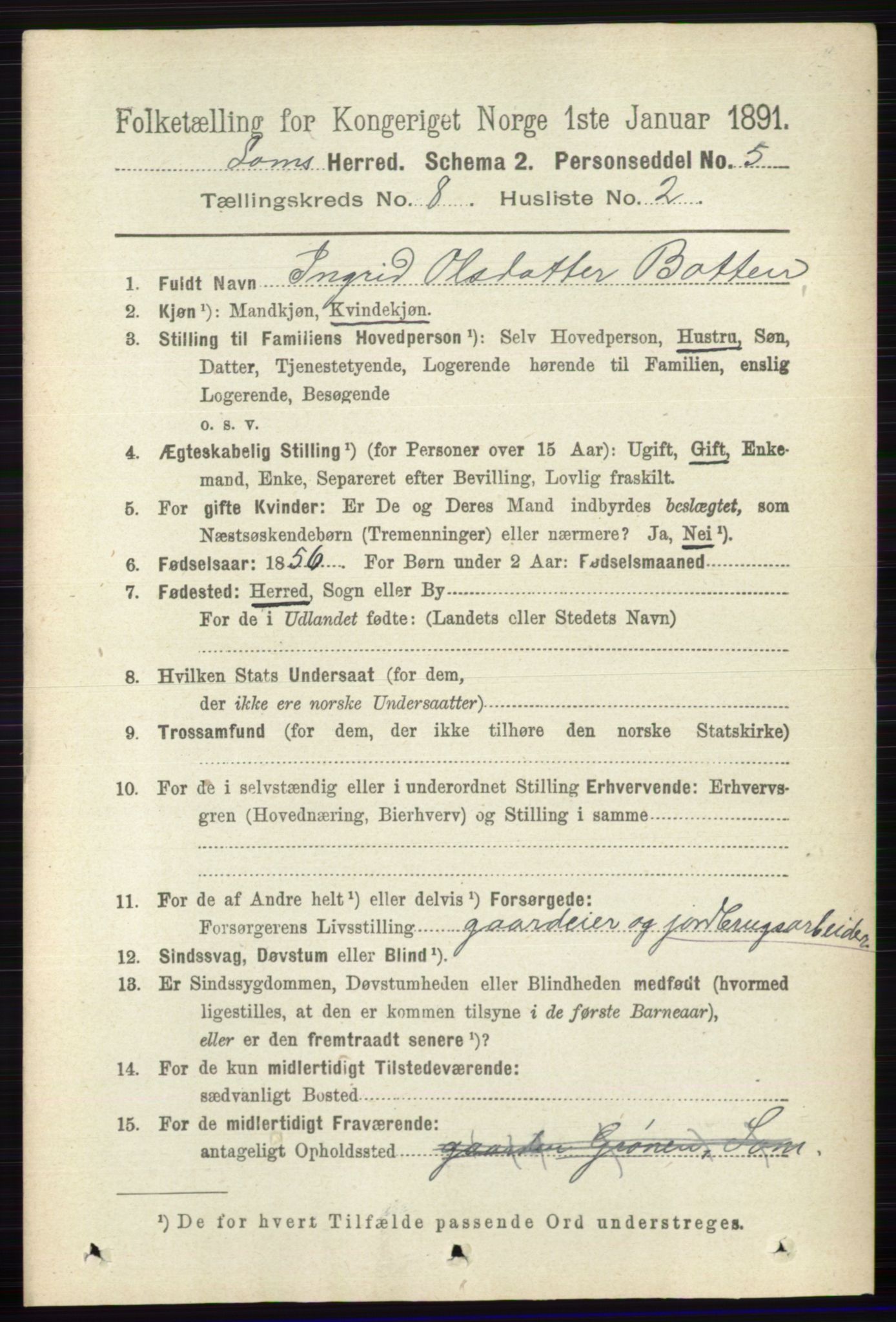 RA, 1891 census for 0514 Lom, 1891, p. 3113