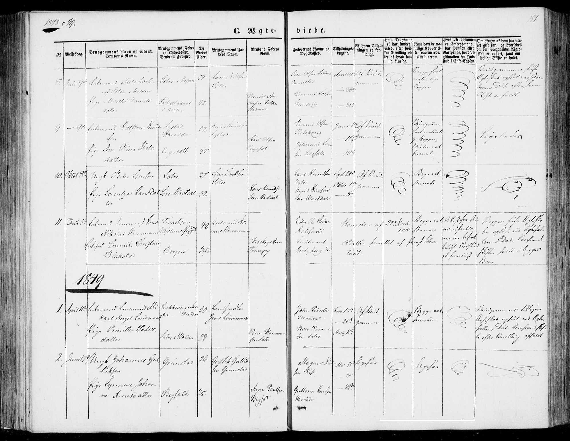 Ministerialprotokoller, klokkerbøker og fødselsregistre - Møre og Romsdal, SAT/A-1454/510/L0121: Parish register (official) no. 510A01, 1848-1877, p. 151