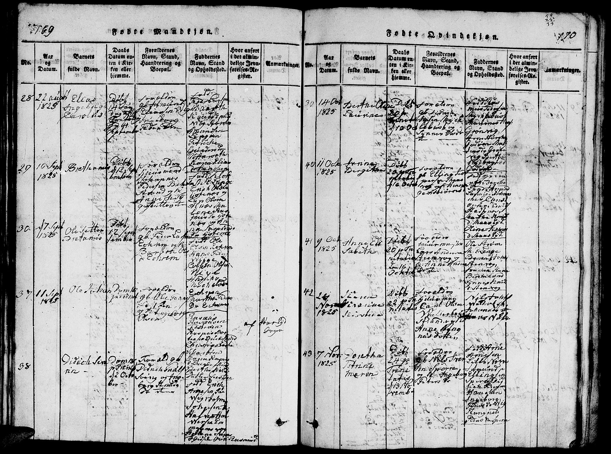 Ministerialprotokoller, klokkerbøker og fødselsregistre - Møre og Romsdal, AV/SAT-A-1454/528/L0423: Parish register (copy) no. 528C04, 1816-1827, p. 169-170