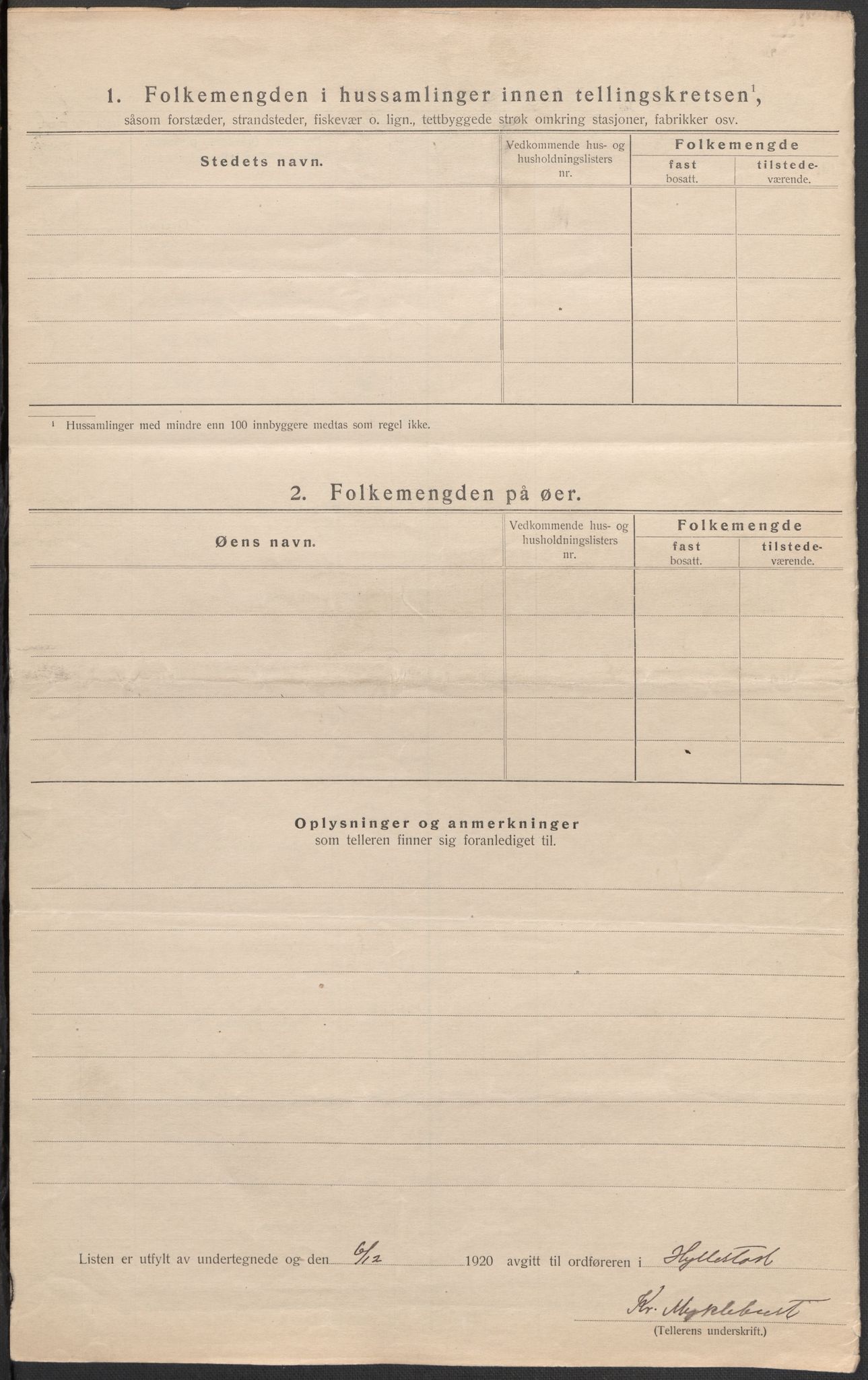 SAB, 1920 census for Hyllestad, 1920, p. 7