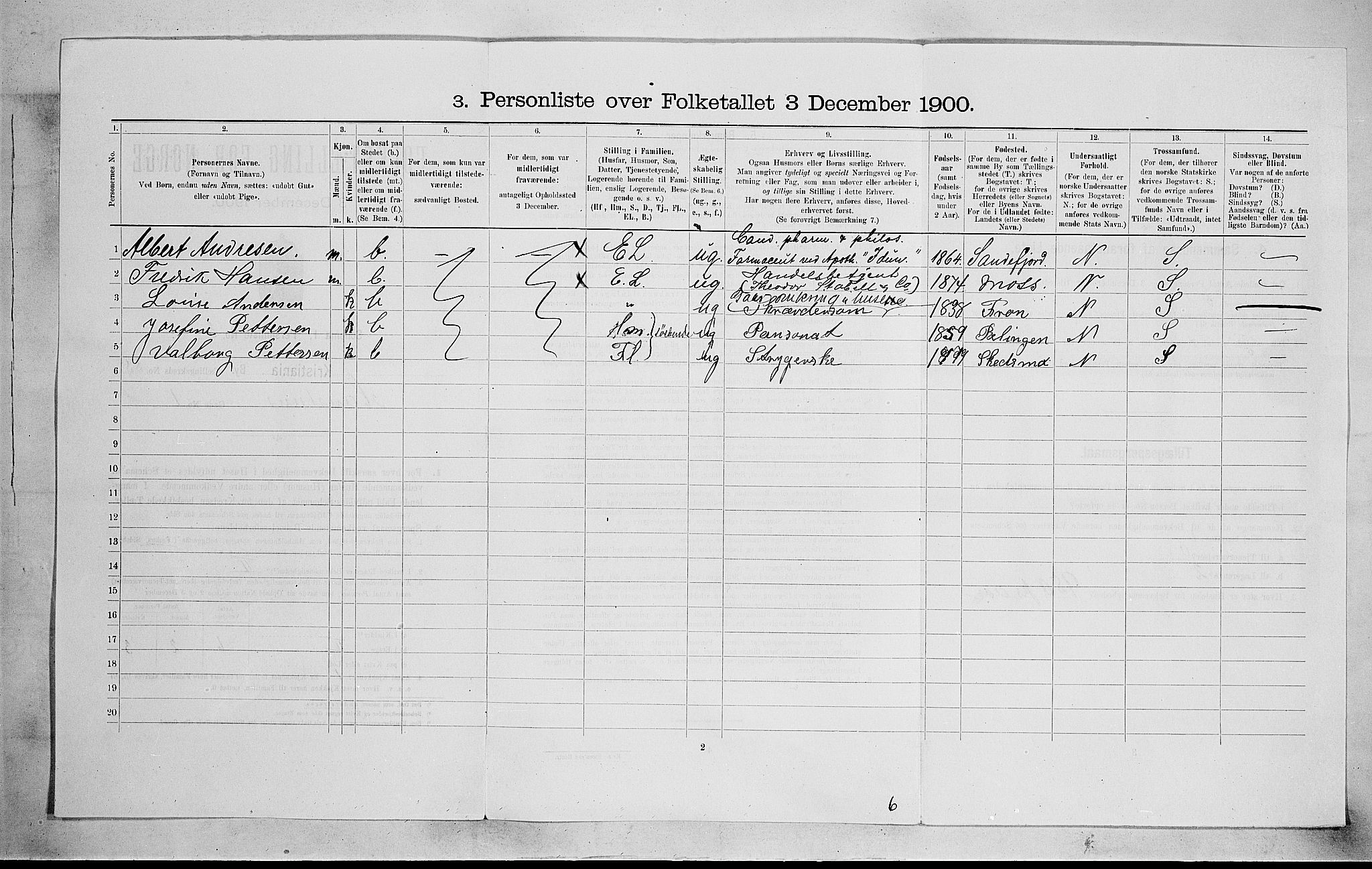 SAO, 1900 census for Kristiania, 1900, p. 32702