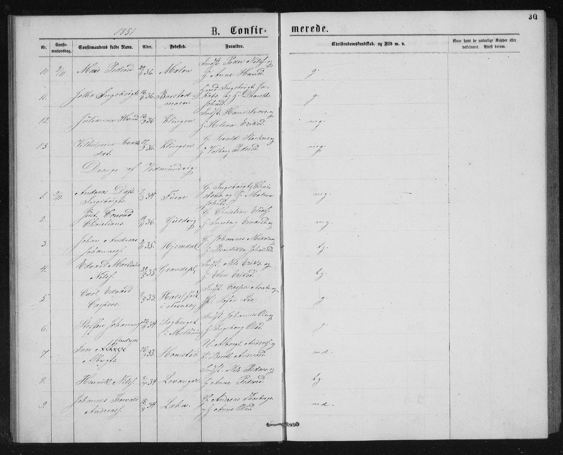 Ministerialprotokoller, klokkerbøker og fødselsregistre - Nord-Trøndelag, AV/SAT-A-1458/768/L0567: Parish register (official) no. 768A02, 1837-1865, p. 30