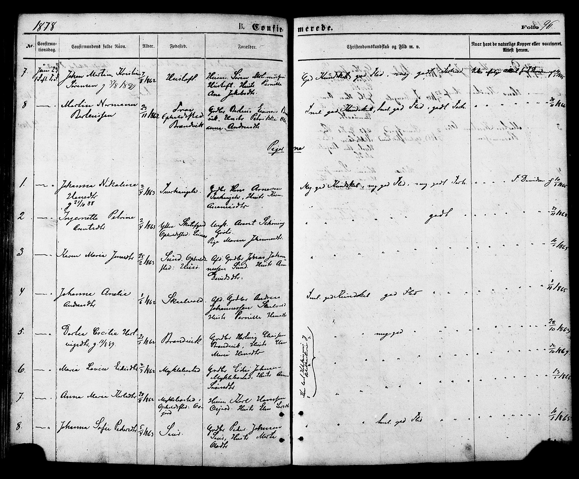 Ministerialprotokoller, klokkerbøker og fødselsregistre - Nordland, SAT/A-1459/857/L0821: Parish register (official) no. 857A01, 1875-1889, p. 96