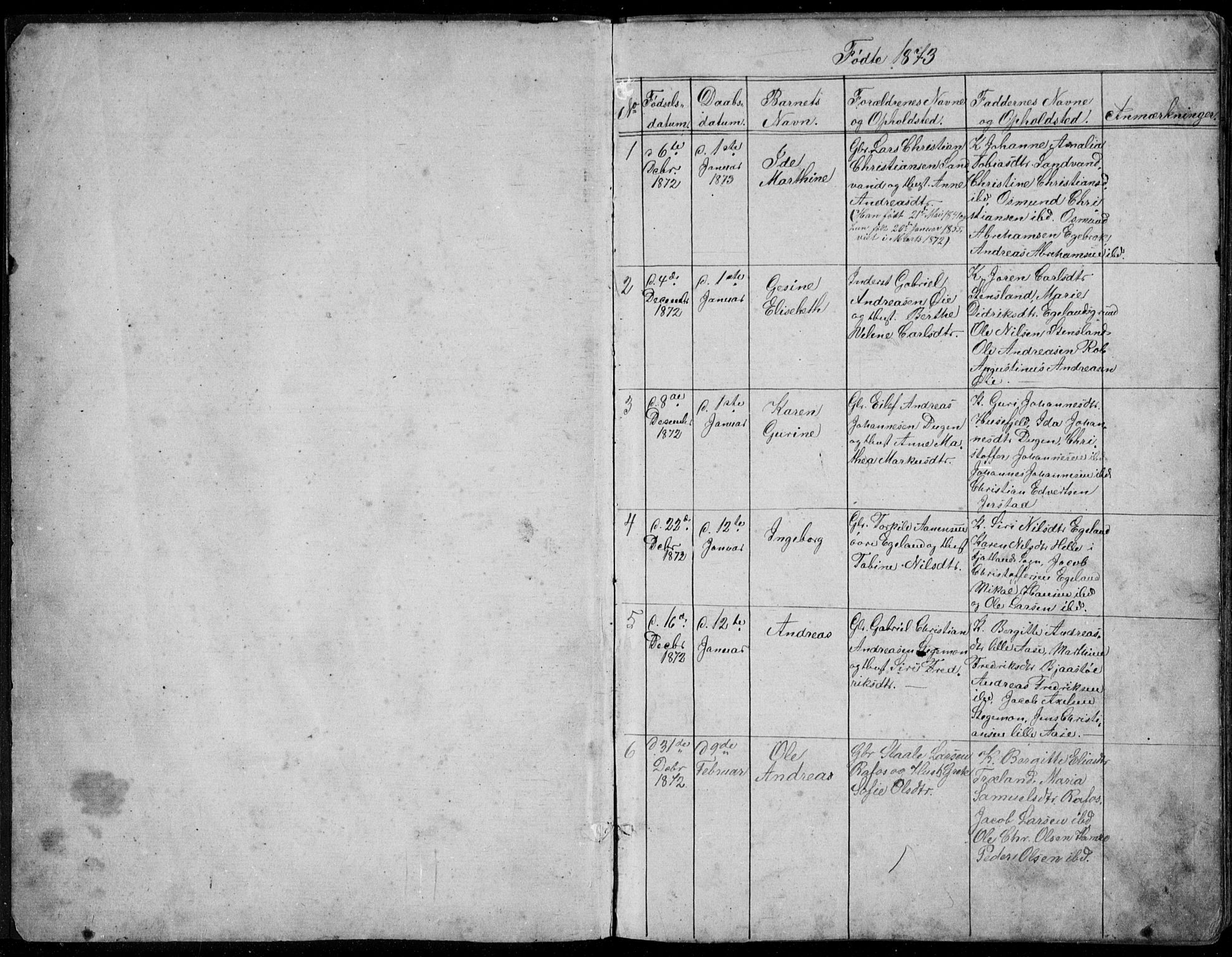 Kvinesdal sokneprestkontor, SAK/1111-0026/F/Fb/Fbb/L0002: Parish register (copy) no. B 2, 1873-1897, p. 2