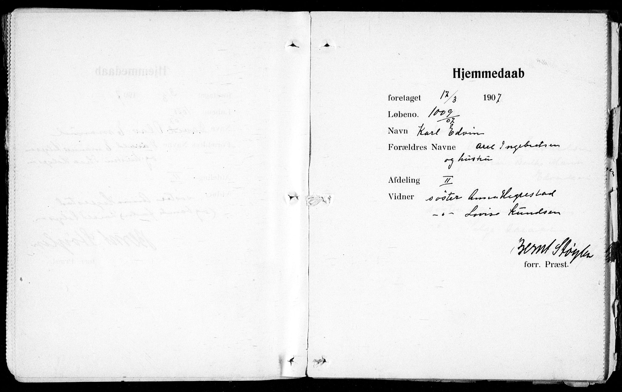 Ullevål sykehus prestekontor Kirkebøker, SAO/A-10542a/K/Ka/L0001: Baptism register no. 1, 1906-1914
