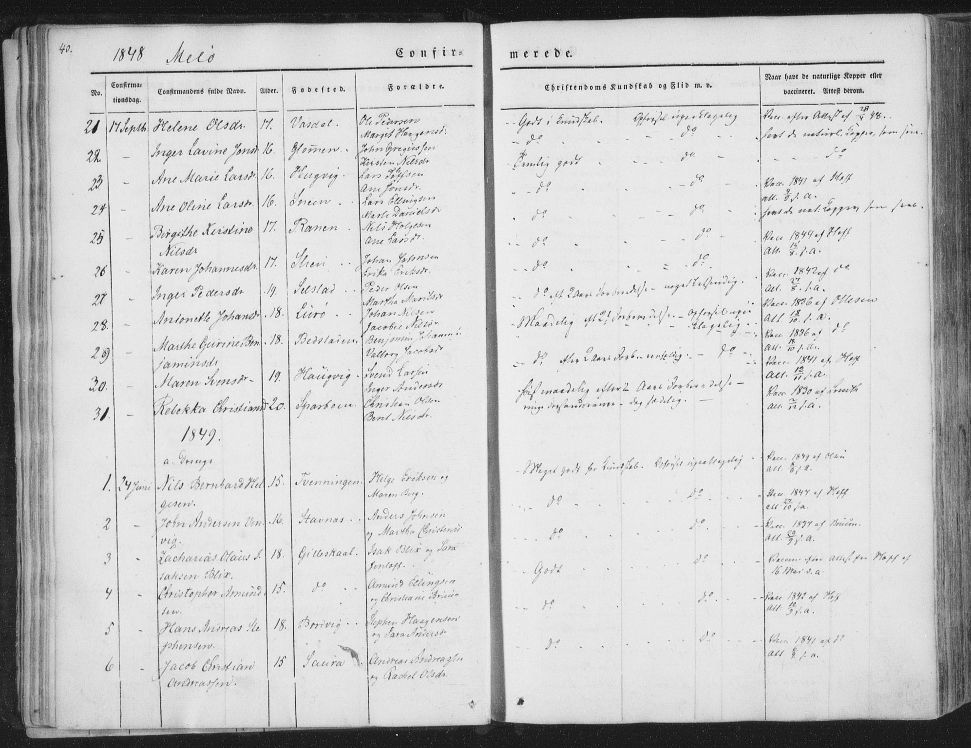 Ministerialprotokoller, klokkerbøker og fødselsregistre - Nordland, SAT/A-1459/841/L0604: Parish register (official) no. 841A09 /2, 1845-1862, p. 40