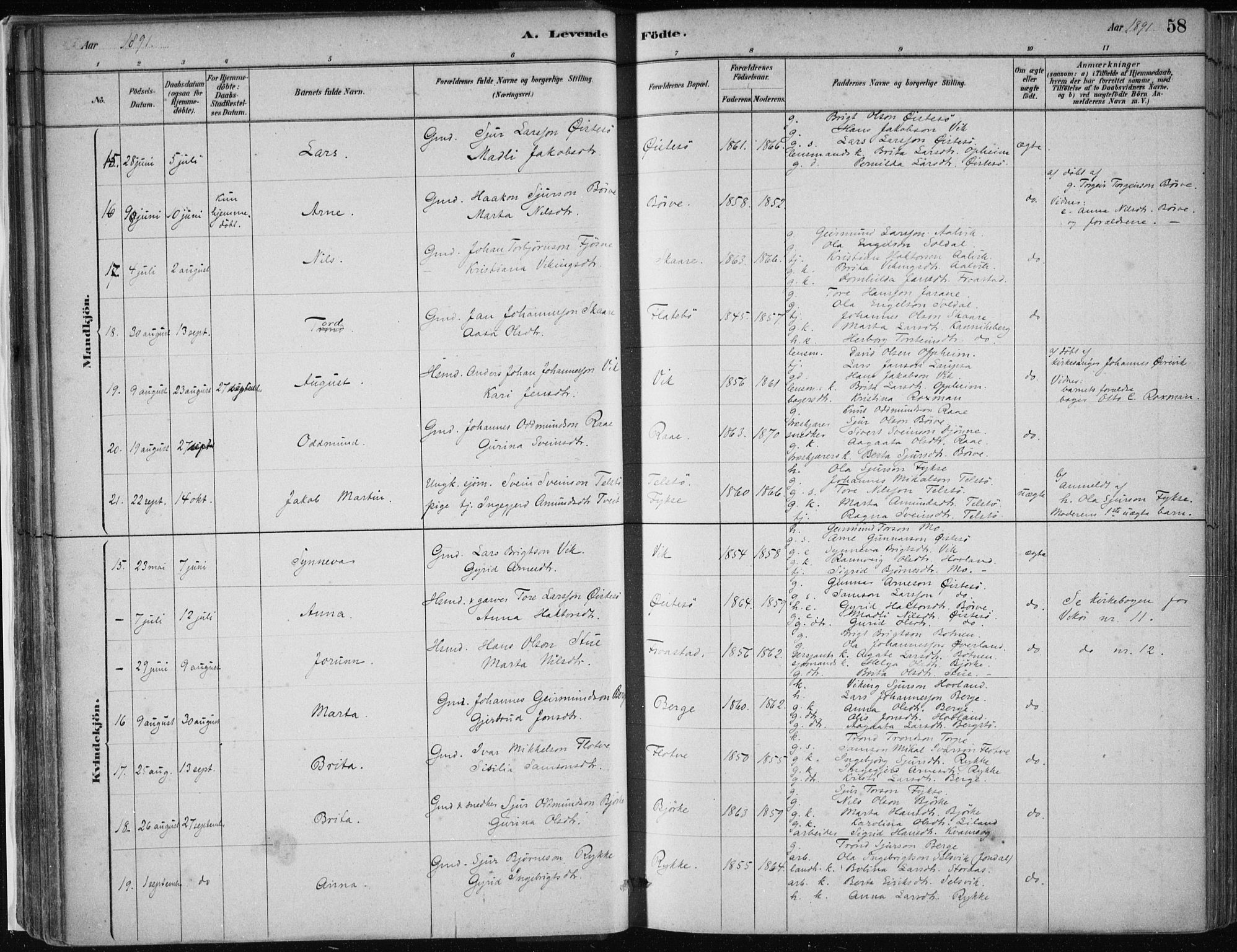 Kvam sokneprestembete, AV/SAB-A-76201/H/Haa: Parish register (official) no. C  1, 1880-1906, p. 58