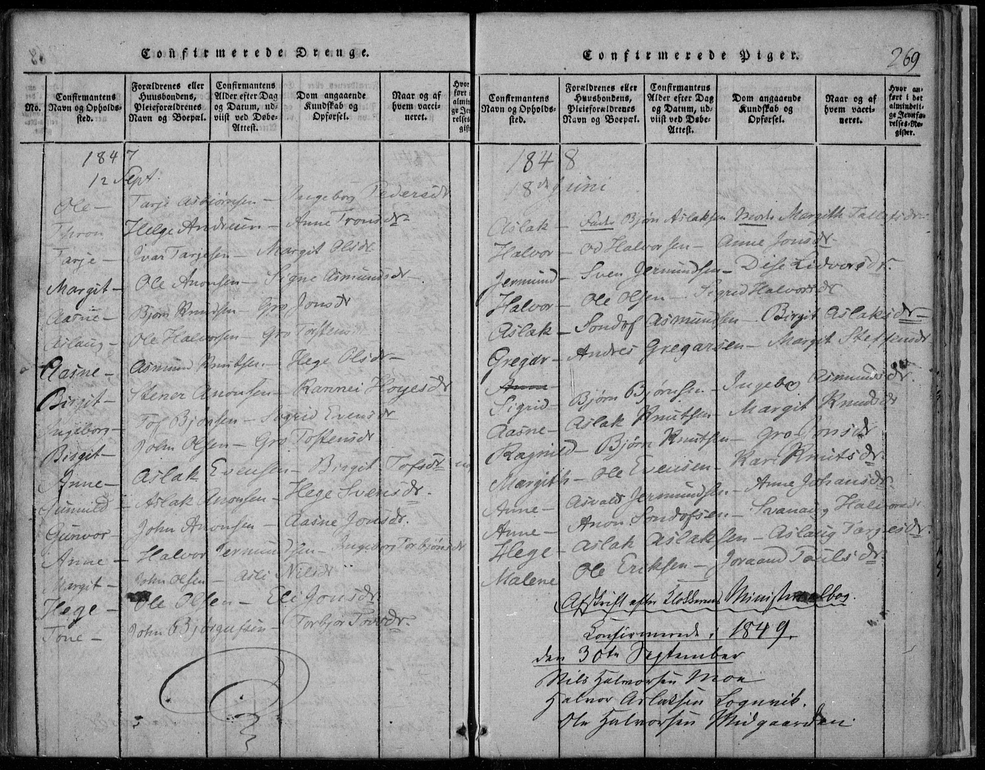 Rauland kirkebøker, AV/SAKO-A-292/F/Fa/L0001: Parish register (official) no. I 1, 1814-1859, p. 269