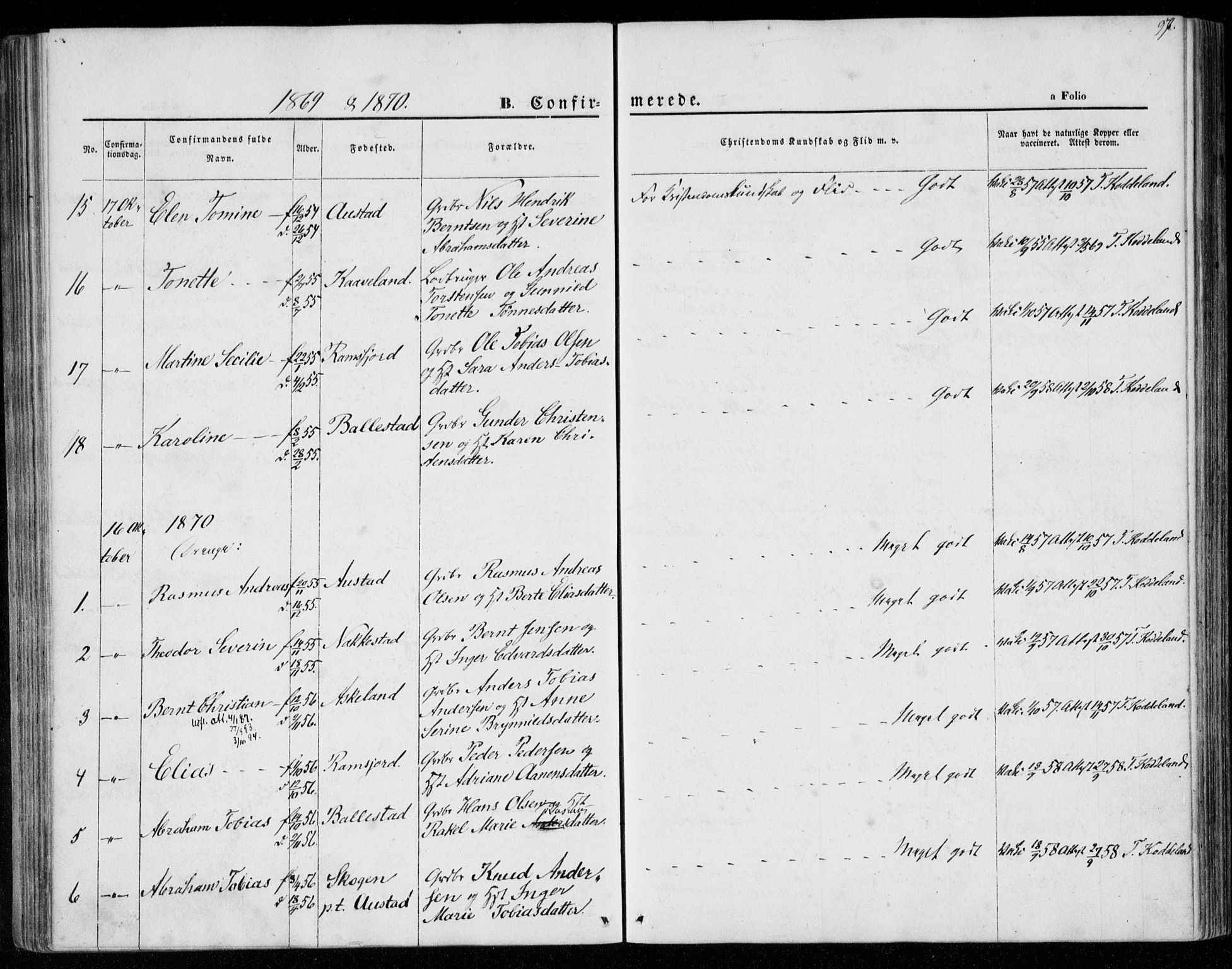 Lyngdal sokneprestkontor, AV/SAK-1111-0029/F/Fa/Faa/L0002: Parish register (official) no. A 2, 1858-1870, p. 97