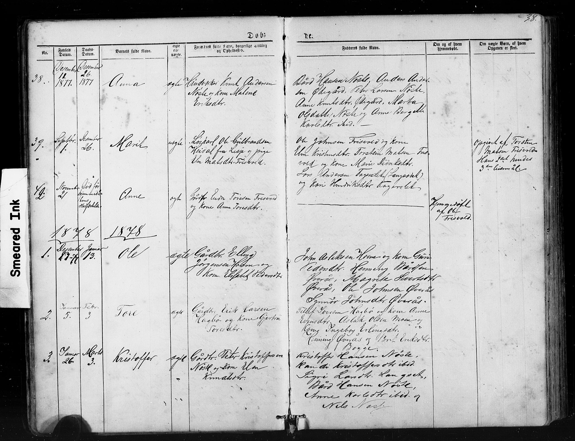 Ministerialprotokoller, klokkerbøker og fødselsregistre - Møre og Romsdal, SAT/A-1454/552/L0638: Parish register (copy) no. 552C01, 1867-1902, p. 38